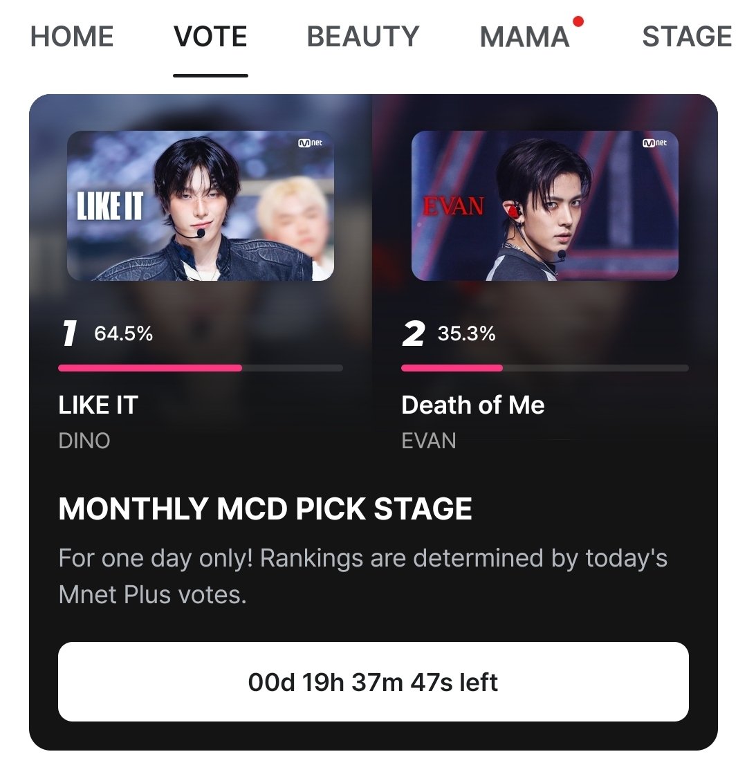 EvanVoting's tweet photo. [🗳] MNET PLUS: MONTHLY MCD PICK STAGE

Please keep voting on Mnet. Our percentage keeps decreasing. 🚨 We need to close the gap ASAP. The poll has less than 20 hours left ‼️

Please note that the winner of this poll will be considered in determining eligibility for the 2026 MAMA Awards candidates/nominees. Let’s not lose this chance, EVERS! 

🗳 1 acc = 5 votes
🔗 https://t.co/mbYs1Fx2dy
🗓 Sept 29 at 23:59 KST

#EVAN #에반 @h_evva_n @evan_officialJP