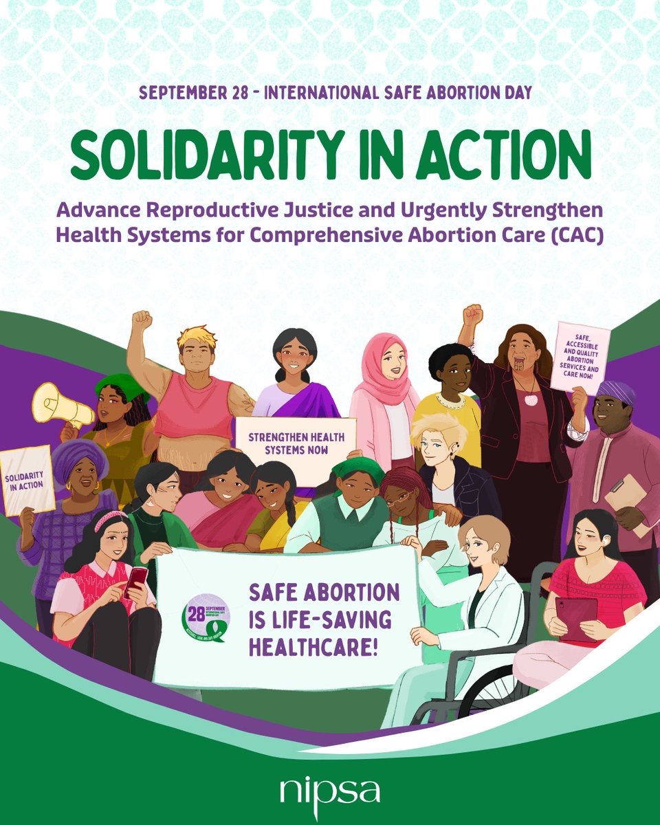 nipsa's tweet photo. September is a global month of action for safe abortion, leading up to #September28 — International Safe Abortion Day.

Get involved 👇
https://t.co/DGyFxiIbsq
 
#InternationalSafeAbortionDay https://t.co/Ux1HYU5OtD