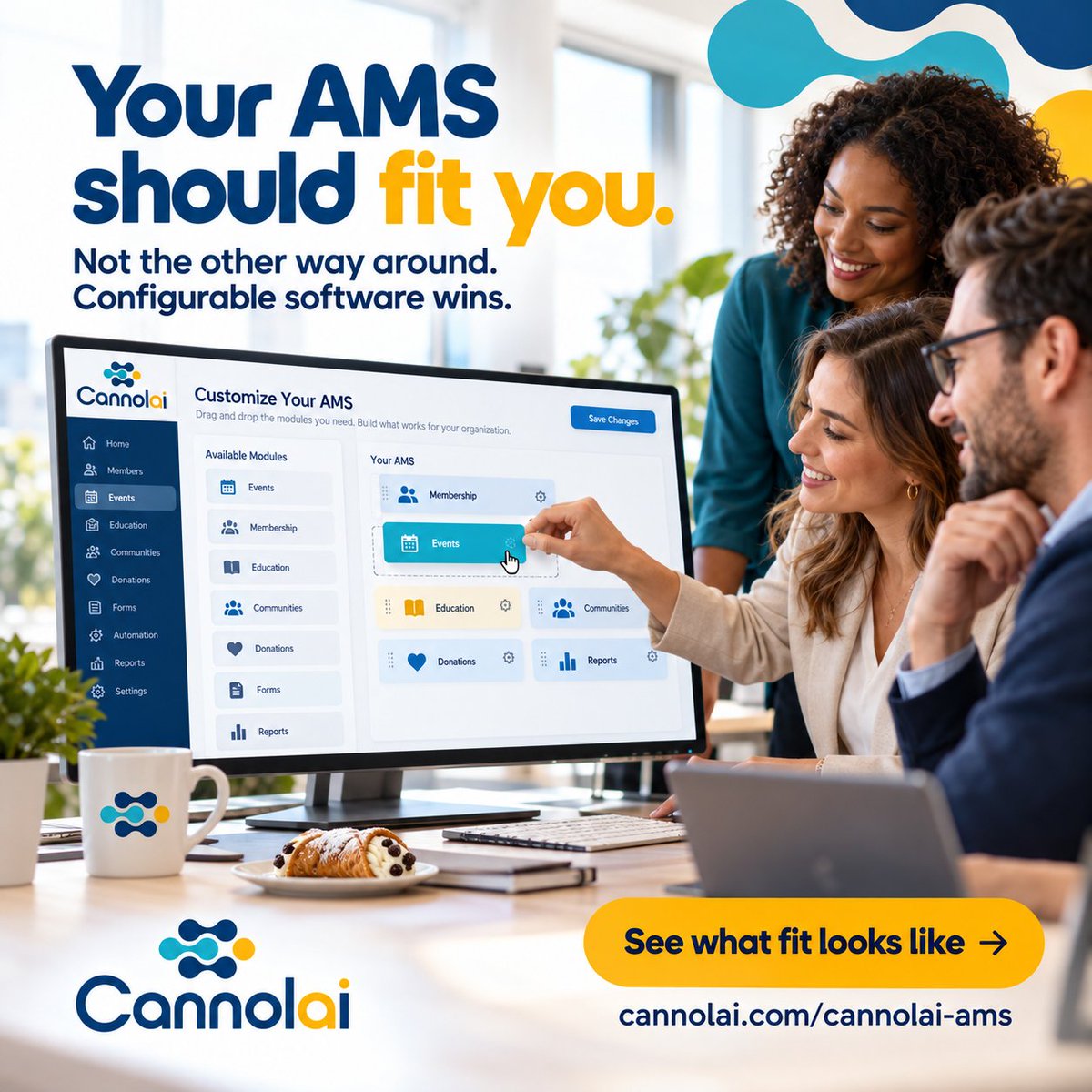 Cannolai_AMS's tweet photo. Most AMS platforms are built for a generic association. Yours isn't generic. Software should bend to fit you. https://t.co/eeNeXwsDtZ https://t.co/Qxbj1hkUI0