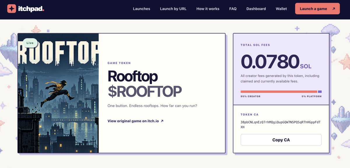 itchpad's tweet photo. Still not bullish?

Developers keep deploying their game tokens.

Creator fees are already accruing. 
95% to the maker. 
5% platform. 

Play the game on itch. Trade the token here. https://t.co/4OHqvf2DAi

For play the game 
https://t.co/IosGO21KAl https://t.co/0Eyei3JLWF