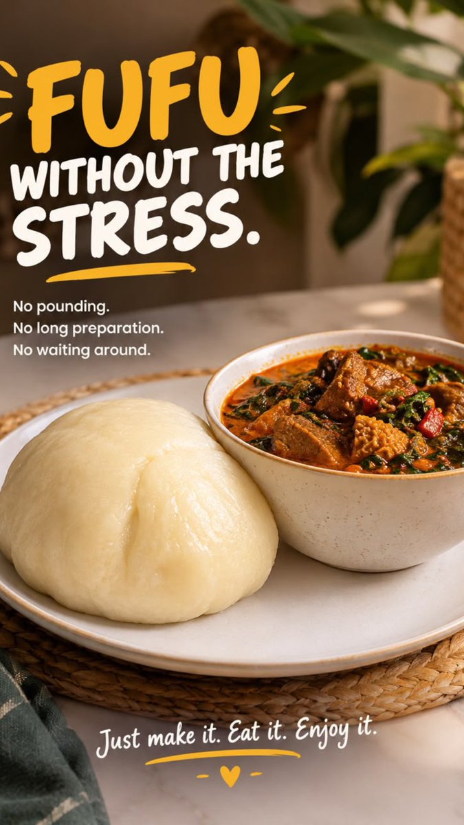 thefufufactory's tweet photo. Everything made easier for you!!π«΅πΎ
#nigerianmeals #fufu #thefufufactory #easymeals #nigerianmeals https://t.co/Qd4xTlYyDq