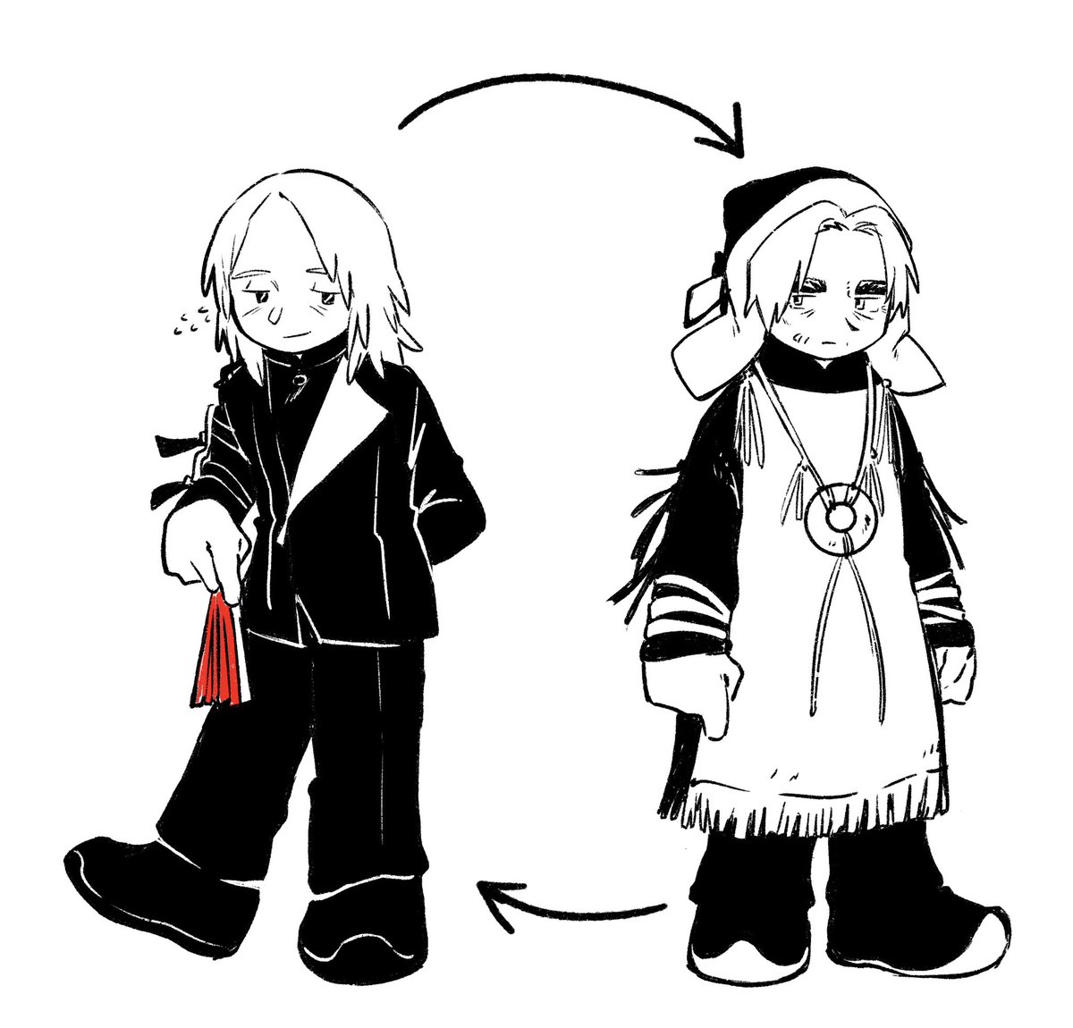 KUR01CHl's tweet photo. Outfit swap 

Dayir usun                       Hirasawa https://t.co/LLh428Yga3