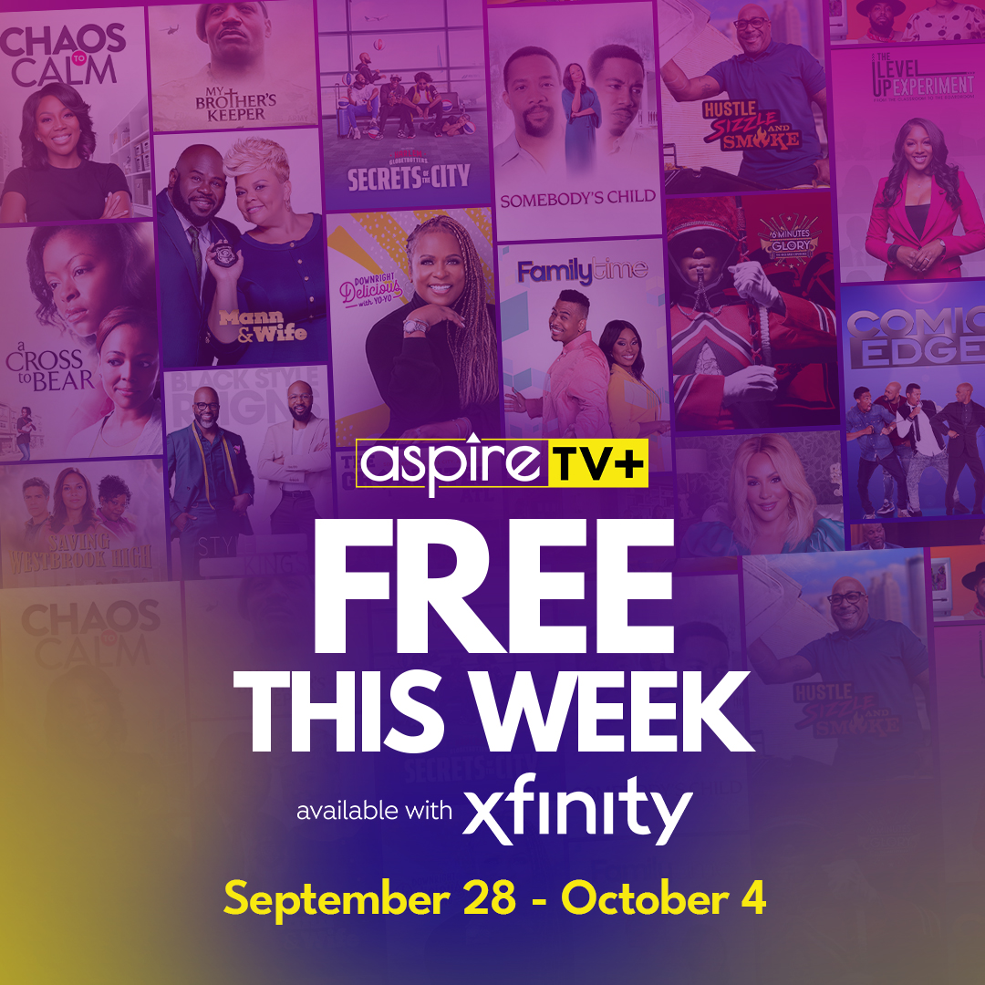 TVaspire's tweet photo. aspireTV+ is completely FREE this week only on Xfinity! Stream your favorite aspireTV series and movies, from Downright Delicious With Yo-Yo, HBCU 101 to sitcoms like Mann &amp; Wife.

#aspireTVPlus | #aspireTV | #Xfinity | #StreamFree | #HBCU https://t.co/VlqZLTqGlS