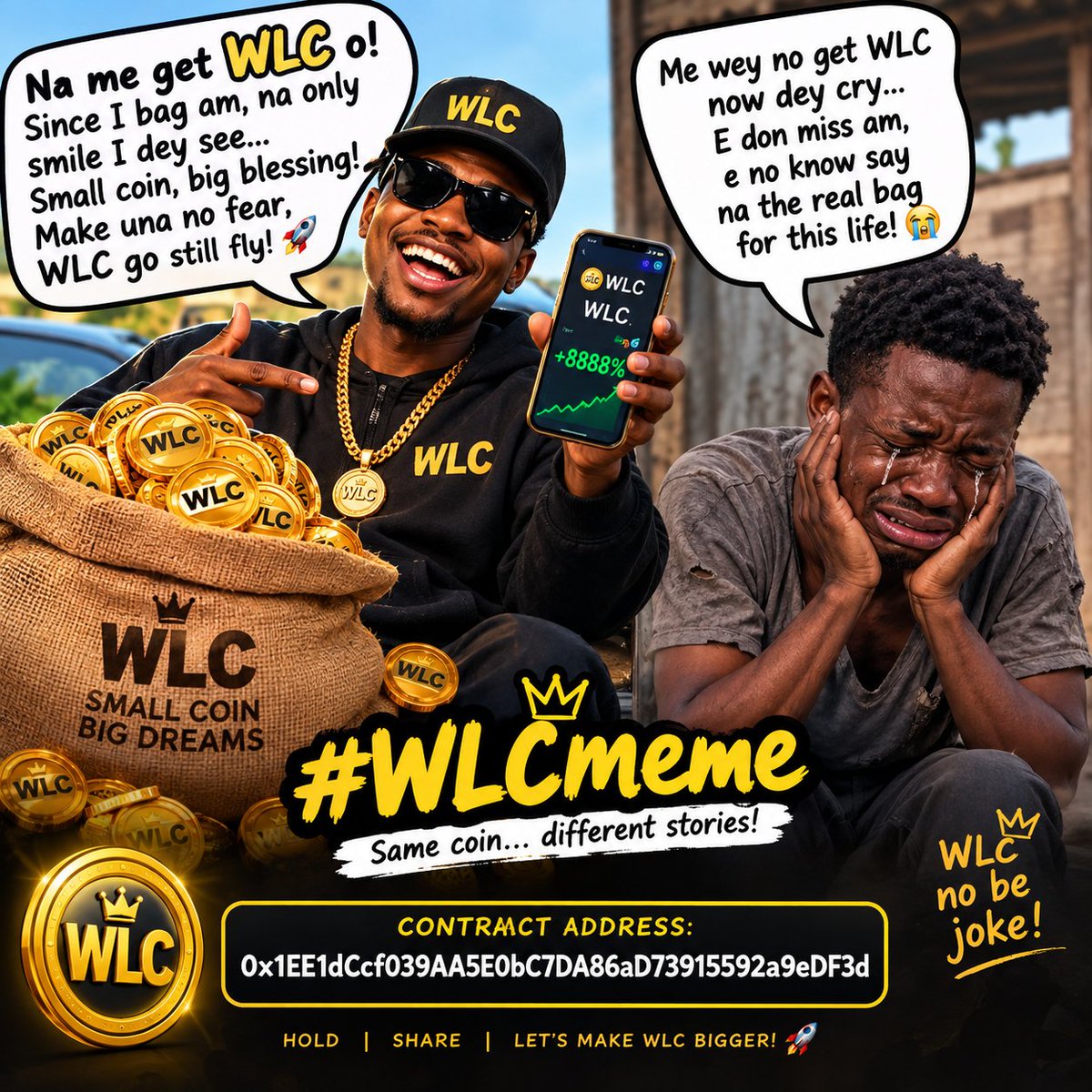 YomaSteve's tweet photo. I just started the wlc meme contest ...
What are you waiting for? Join me in creating memes for wlc easy peasy... Stand a chance to win 5000 wlc coins 

0x1EE1dCcf039AA5E0bC7DA86aD73915592a9eDF3d

Join contest here 👇 👇 👇 👇 
https://t.co/y0epmxOVe7

#WLCmeme #Trending https://t.co/DK7FlnRfac