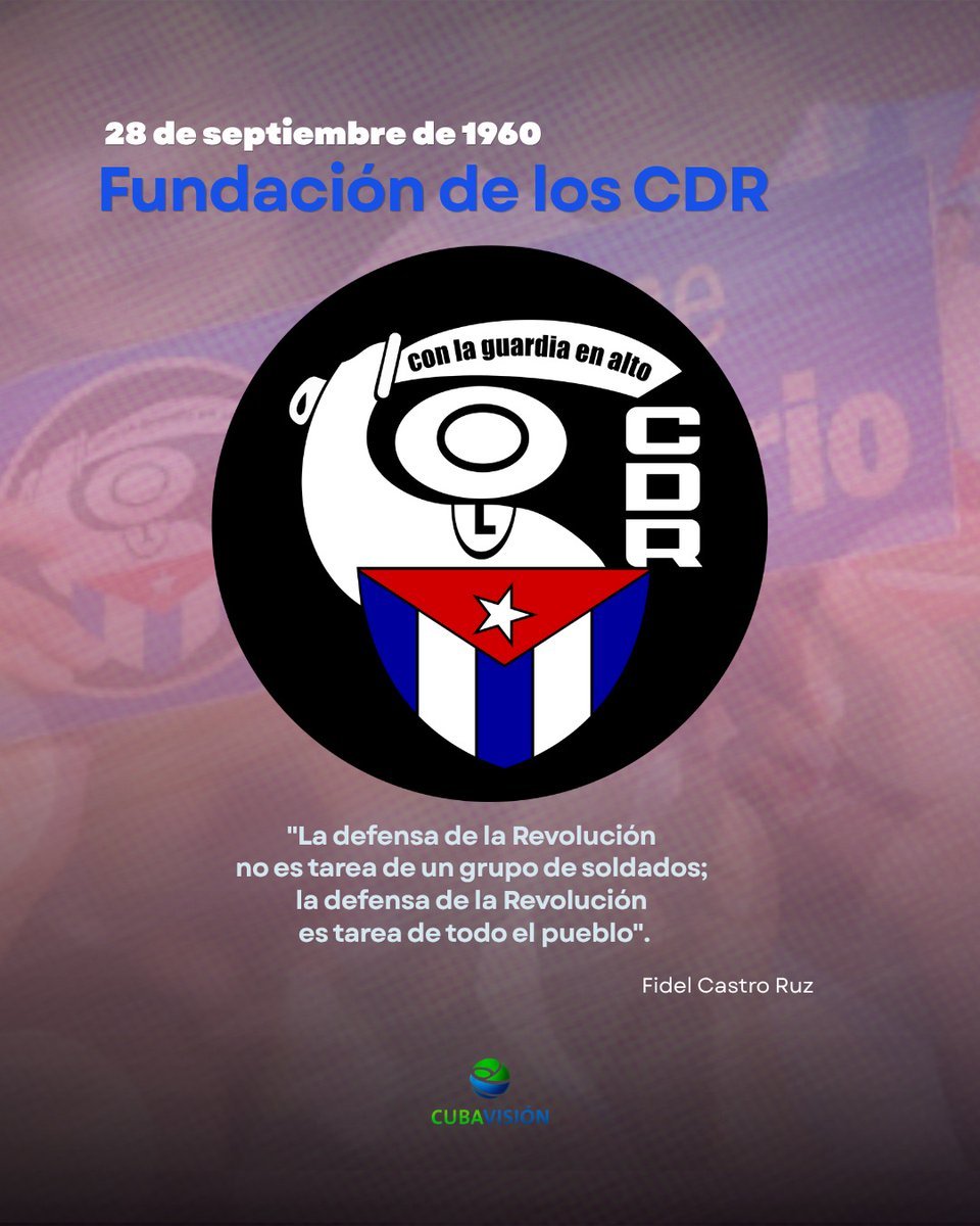 JAAvCte's tweet photo. Feliz aniversario a todos los cederistas #CDR #CubaCoopera #SomosCuba #BMCEnBelice #CubaViveEnSuHistoria https://t.co/lcv7j0MPXe