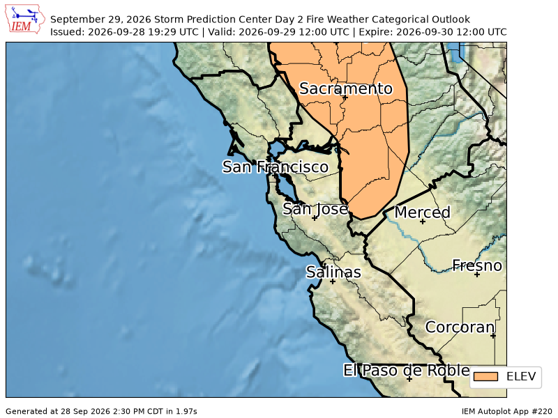 iembot_mtr's tweet photo. #SPC issues Day 2 Elevated Fire Weather Risk at Sep 28, 19:29z for MTR https://t.co/Rv1vFNYCDS https://t.co/MrJGt8zUrN