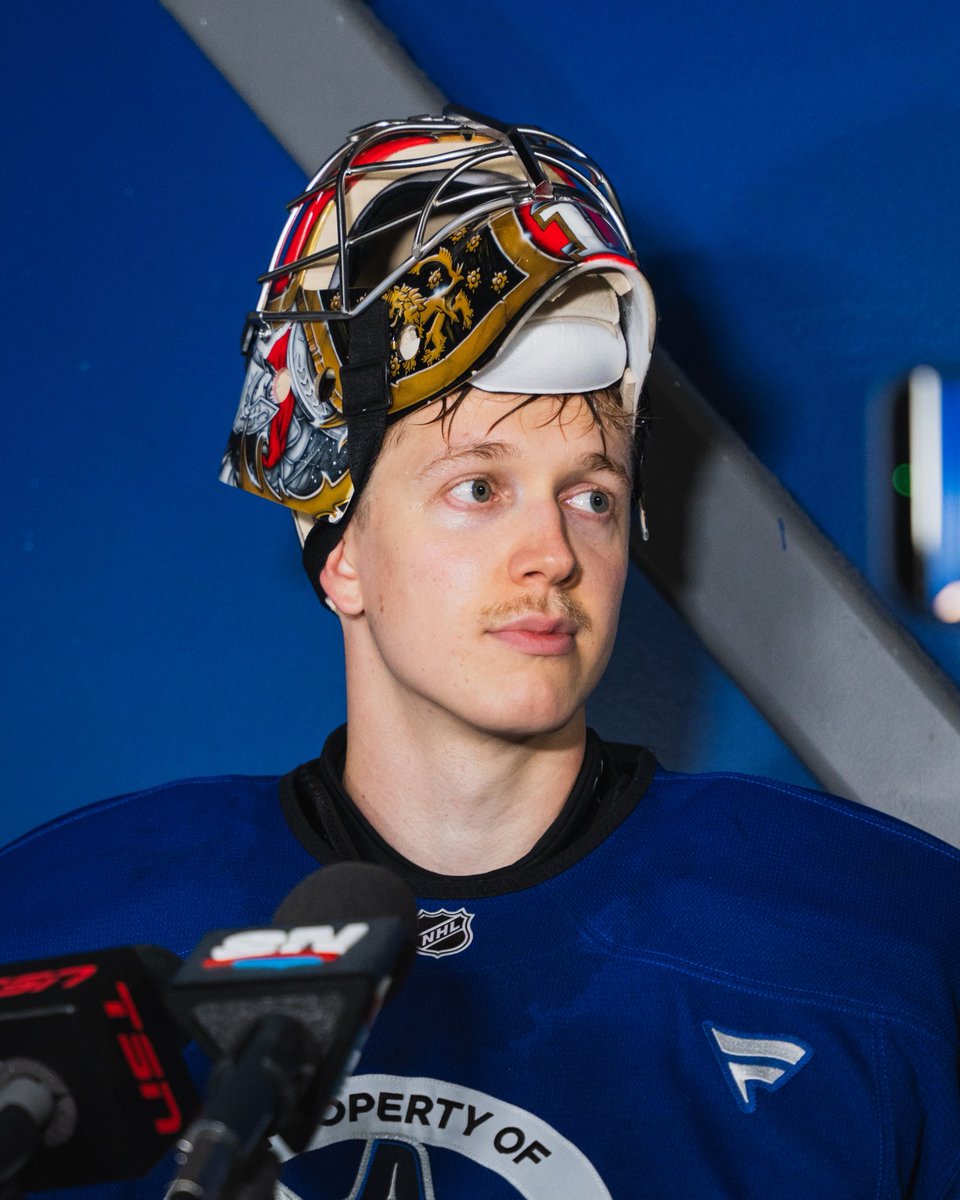 Canucks's tweet photo. He’s here!

First practice for Leevi Meriläinen. https://t.co/PNpz8zYP1X