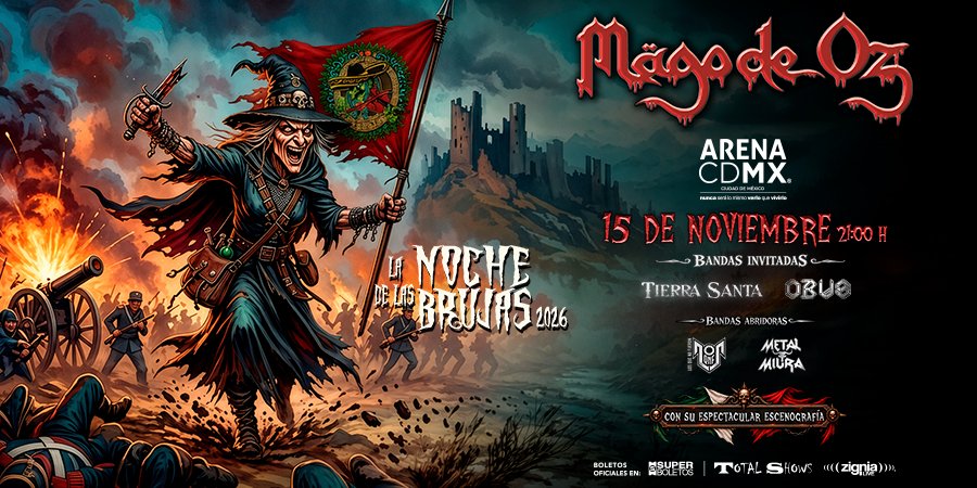 SuperboletosMx's tweet photo. 🔥 LA NOCHE DE LAS BRUJAS SE HACE MÁS GRANDE 🔥

¡Así queda el cartel completo de este gran concierto!

🧙‍♂️ Mägo de Oz
⚔️ Tierra Santa
🔥 Obus
💥 Los Que No Fueron (LQNF)
🤘 Metal Miura

¿Estás listo para vivir una noche legendaria?

https://t.co/hzW1odh2xo https://t.co/X8j8U0k1bw