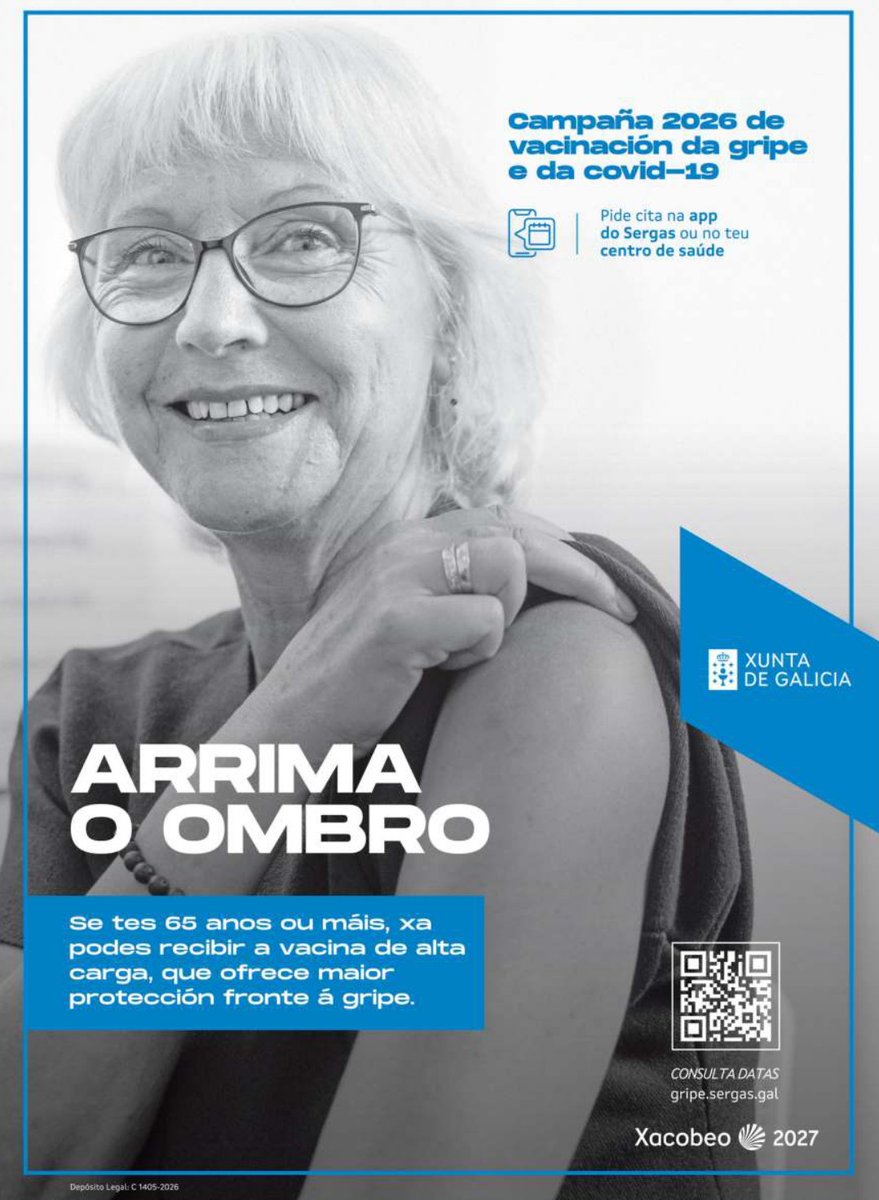 ConcelloM's tweet photo. 🏫 Arrima o ombro.

💉 Se tes 65 anos ou máis, xa popdes recibir a vacina de alta carga, que ofrece maior protección fronte á gripe. https://t.co/AXmFLrVxiz