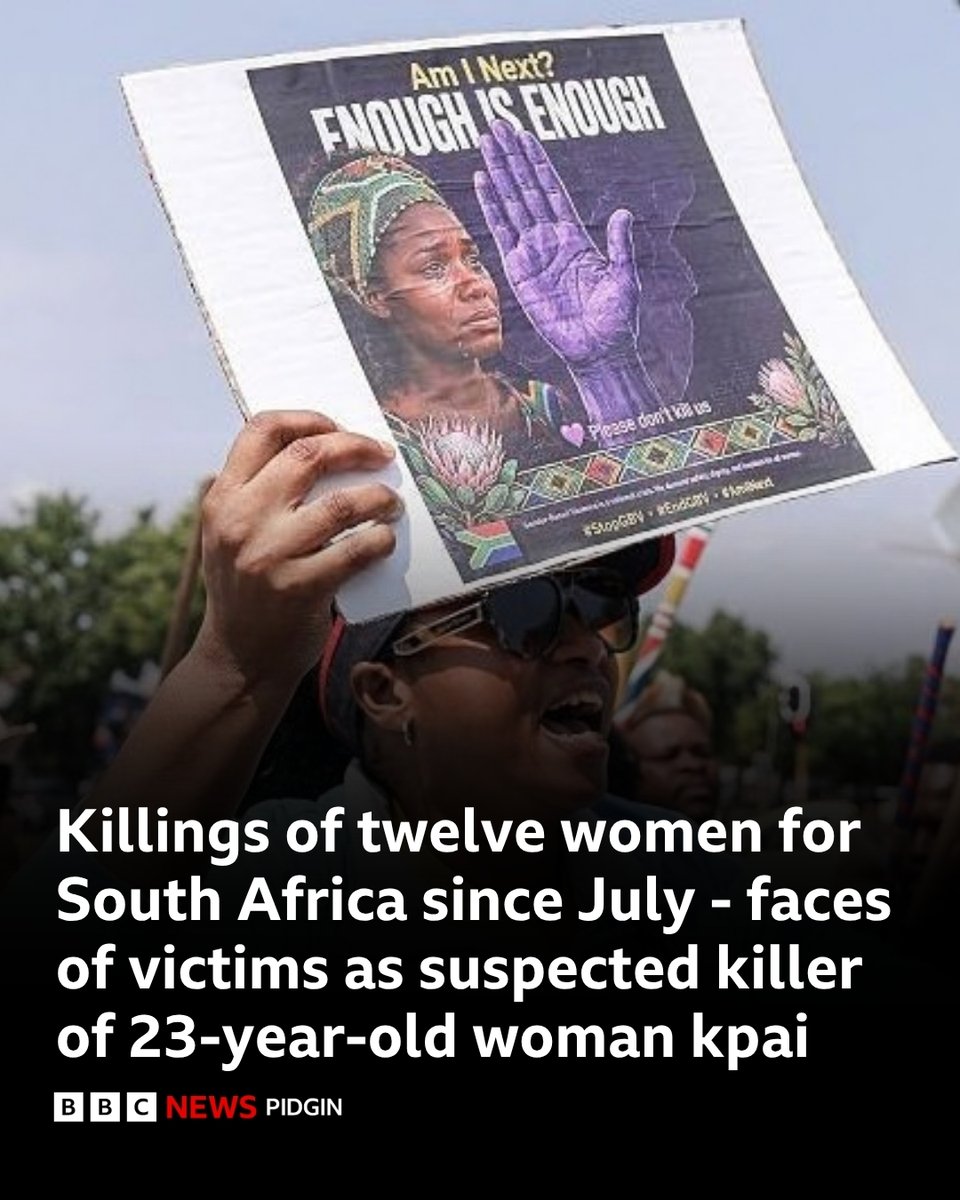 bbcnewspidgin's tweet photo. Police for South Africa don discover di bodies of three more women for one area for di east of Johannesburg.

Dis don bring di total number of bodies dem find to 12 in just two months.

Here na di faces of di women as one suspect don kpai: https://t.co/89bo6MkpbR https://t.co/YDW22Ak9J7