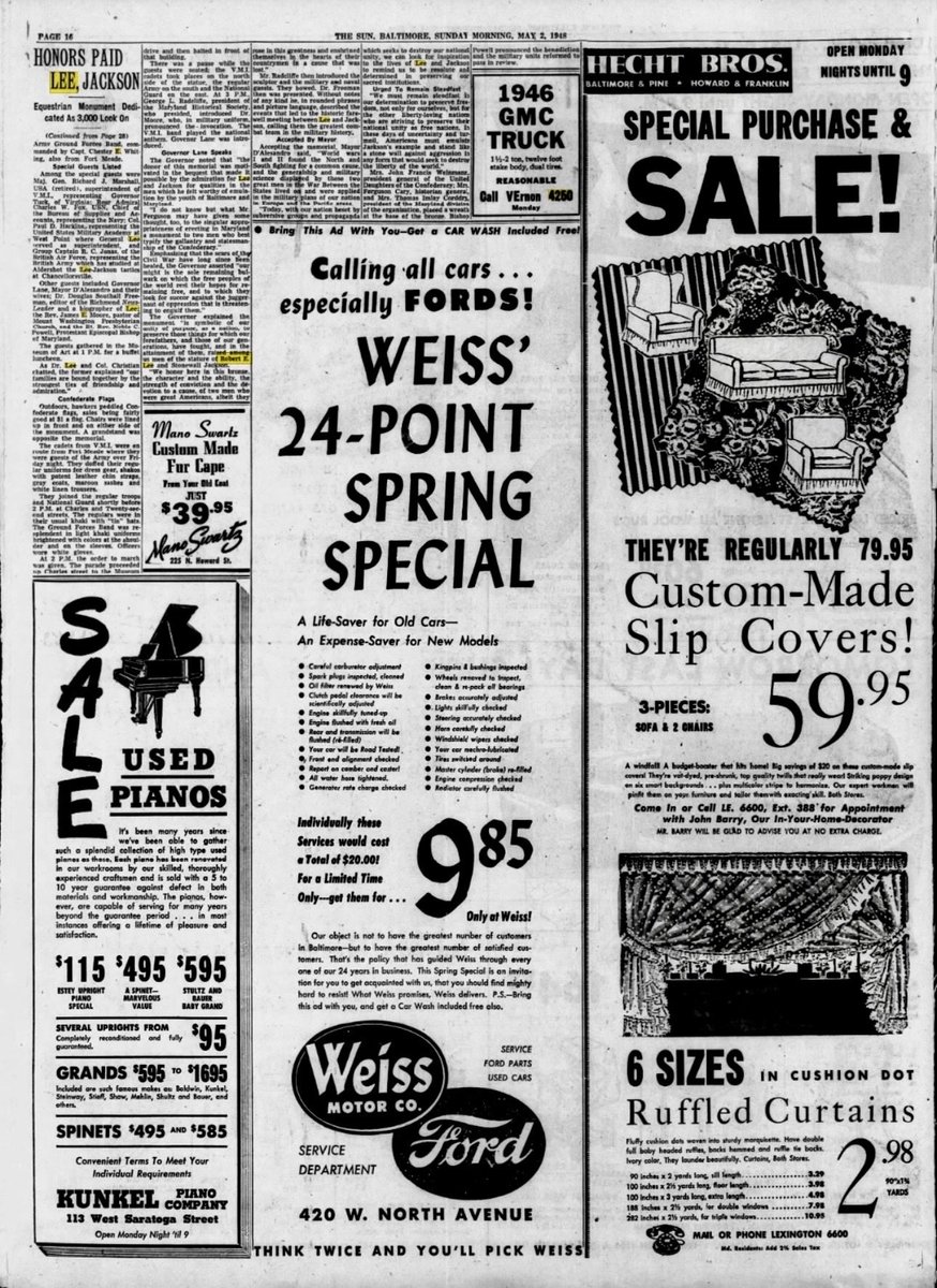 ZebIsFree's tweet photo. @Socratess101 @RichardGrenell Nancy Pelosi’s father, the late Democrat Thomas D’Alesandro Jr., spoke at the dedication of a monument to honor Confederate generals Robert E. Lee and Thomas “Stonewall” Jackson.

SOURCE: Baltimore Sun, May 2, 1948 https://t.co/ZsBHacUJZr