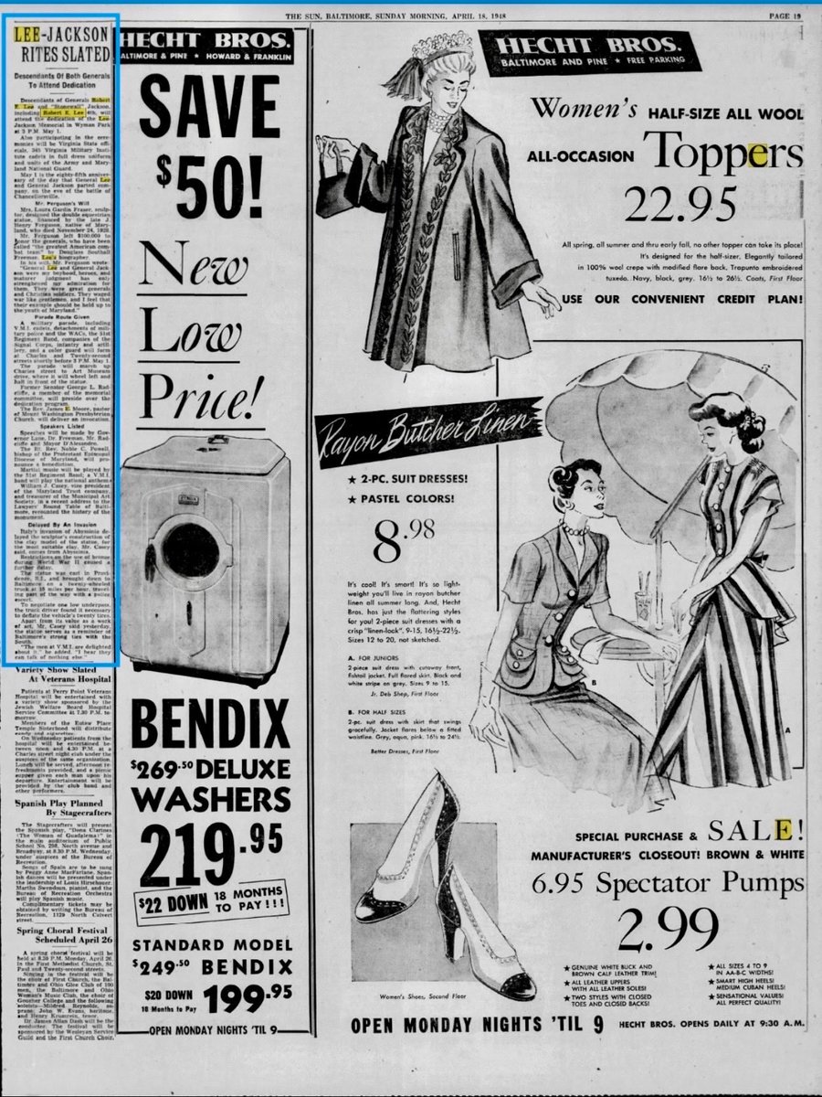 ZebIsFree's tweet photo. @Socratess101 @RichardGrenell Nancy Pelosi’s father, the late Democrat Thomas D’Alesandro Jr., spoke at the dedication of a monument to honor Confederate generals Robert E. Lee and Thomas “Stonewall” Jackson.

SOURCE: Baltimore Sun, May 2, 1948 https://t.co/ZsBHacUJZr