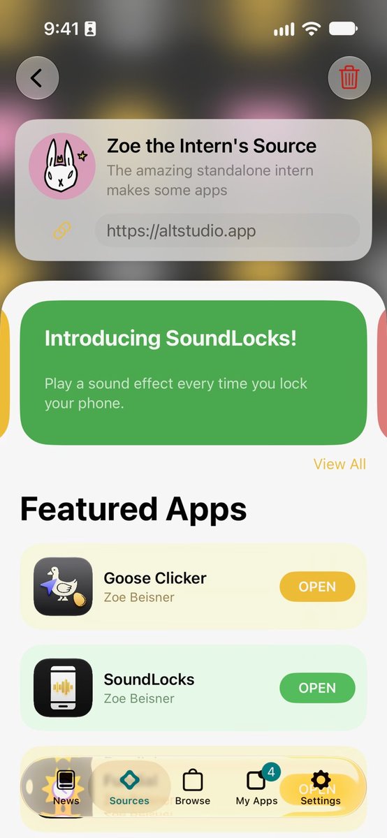 altstoreio's tweet photo. That's not all, there's also a couple other fun little projects Zoe worked on this summer also included in here source.

Add Zoe's source now to give them all a try ✅ https://t.co/l3eeoRafWY