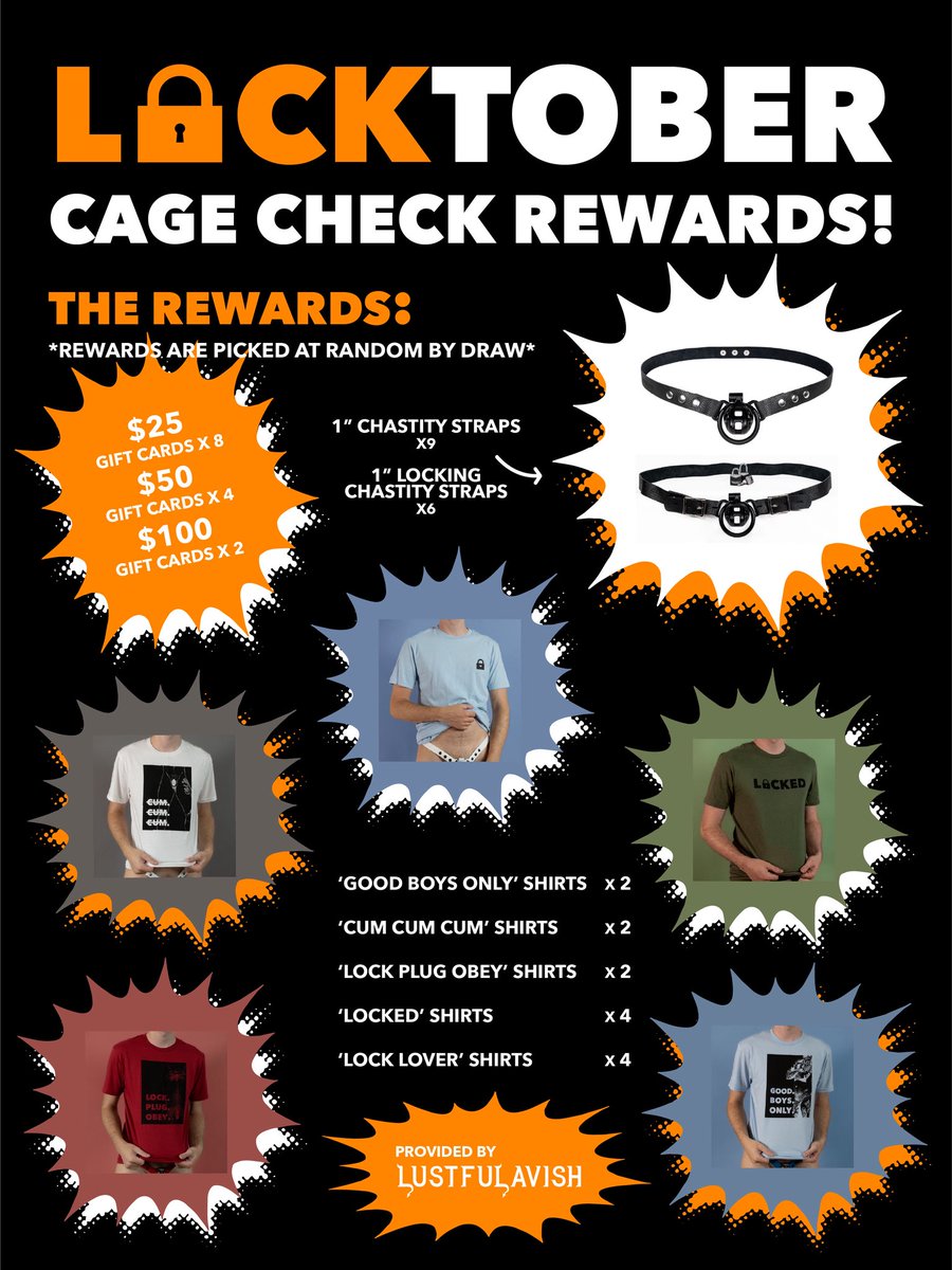GayChastityRPs's tweet photo. LOCKTOBER CAGE CHECK REWARDS! 🔐🥳 

Lock up, do your cage checks and have a chance to earn rewards for being a good boy every day! 

There is $2000+ in rewards to give out all month long, thanks to @lustfulavish for offering to sponsor us! Repost this if you’d like to join! https://t.co/HEjFT8ituY