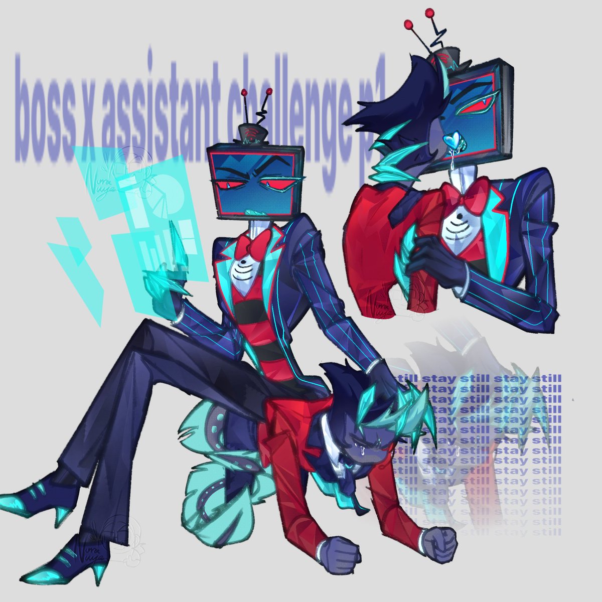 Voxneeds2getprg's tweet photo. Boss x assistant challenge 
Gift for Frankie (discord) 
#HazbinHotel #vox #ethan #staticeel https://t.co/Dpgj4hIzDg