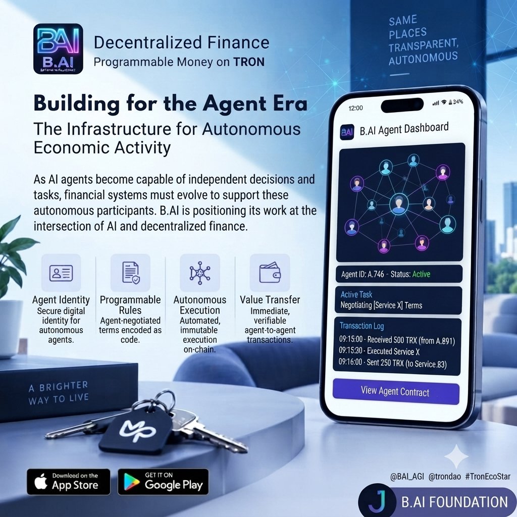 kahubaba123's tweet photo. Building for the Agent Era

The rise of AI agents introduces a new infrastructure challenge.

If software becomes capable of making decisions and performing tasks independently, financial systems must also evolve to support these autonomous participants.

https://t.co/YDSg6vOFFN is positioning its work around this emerging intersection of artificial intelligence and decentralized finance.

@BAI_AGI @trondao #TronEcoStar