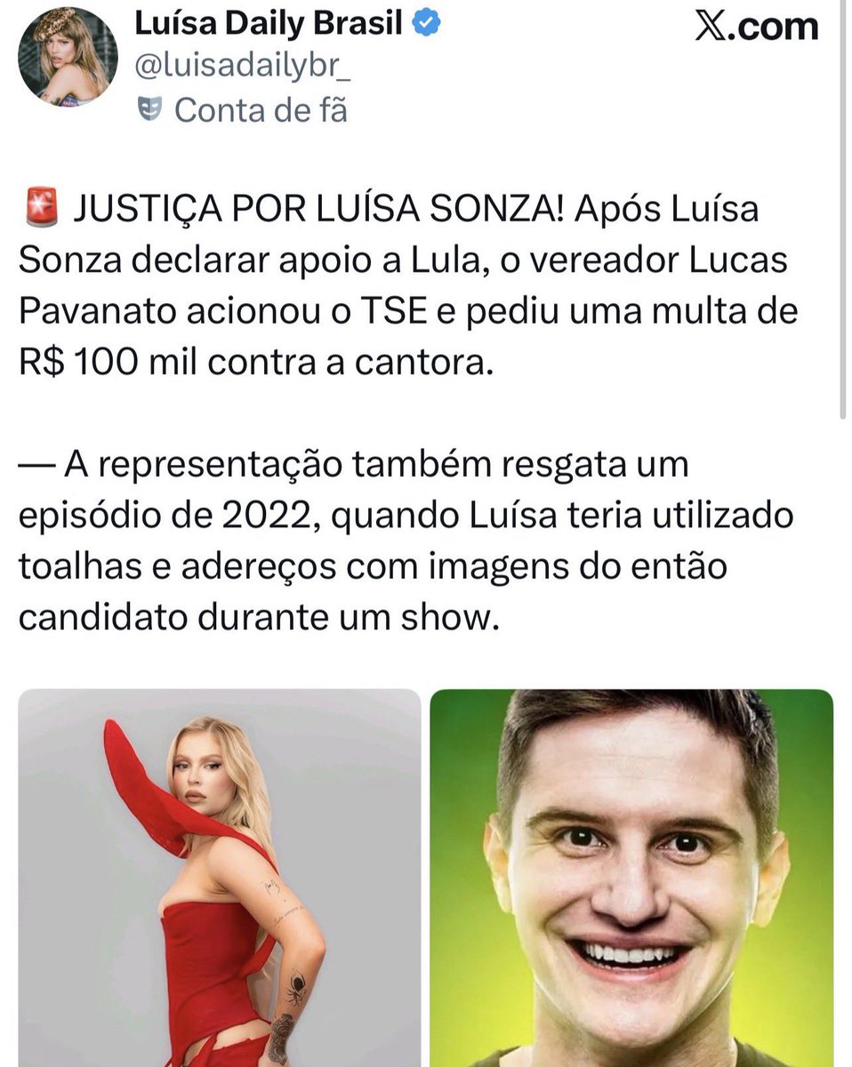 sonzerxdoce22's tweet photo. A Luísa Sonza está sendo perseguida pela extrema direita e NENHUM portal está noticiando isso. Se fosse qualquer vídeo besta dela, já teriam repercutido só para atrair hate. https://t.co/Da438aX809