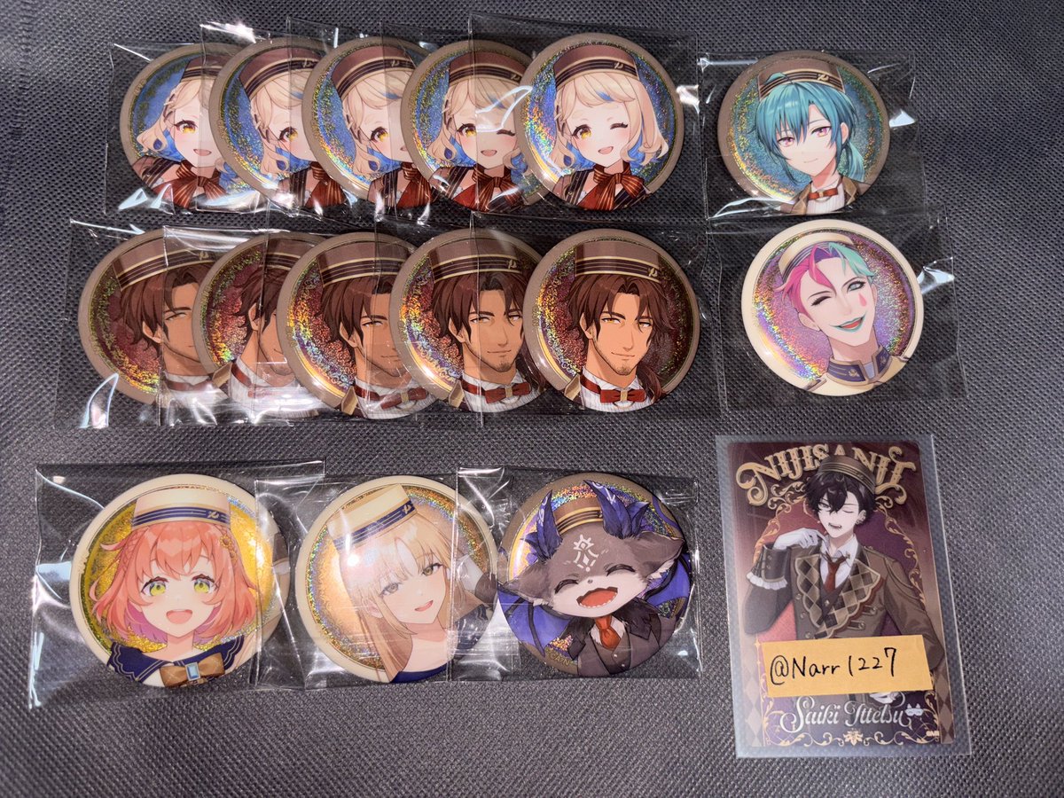 Narr1227's tweet photo. 【交換】にじさんじ ビスケット缶バッジ
1 2 3 4

譲：1,2,3枚目

求：4枚目

買取→無印含4~

🟥激求、🚹良い条件の方
🟦🚹含、比率違い、IDの方異種

🟨激求含場合のみ

郵送・手渡し(名古屋、固定)
纏めて条件の良い方優先 https://t.co/1YsDu4efMi