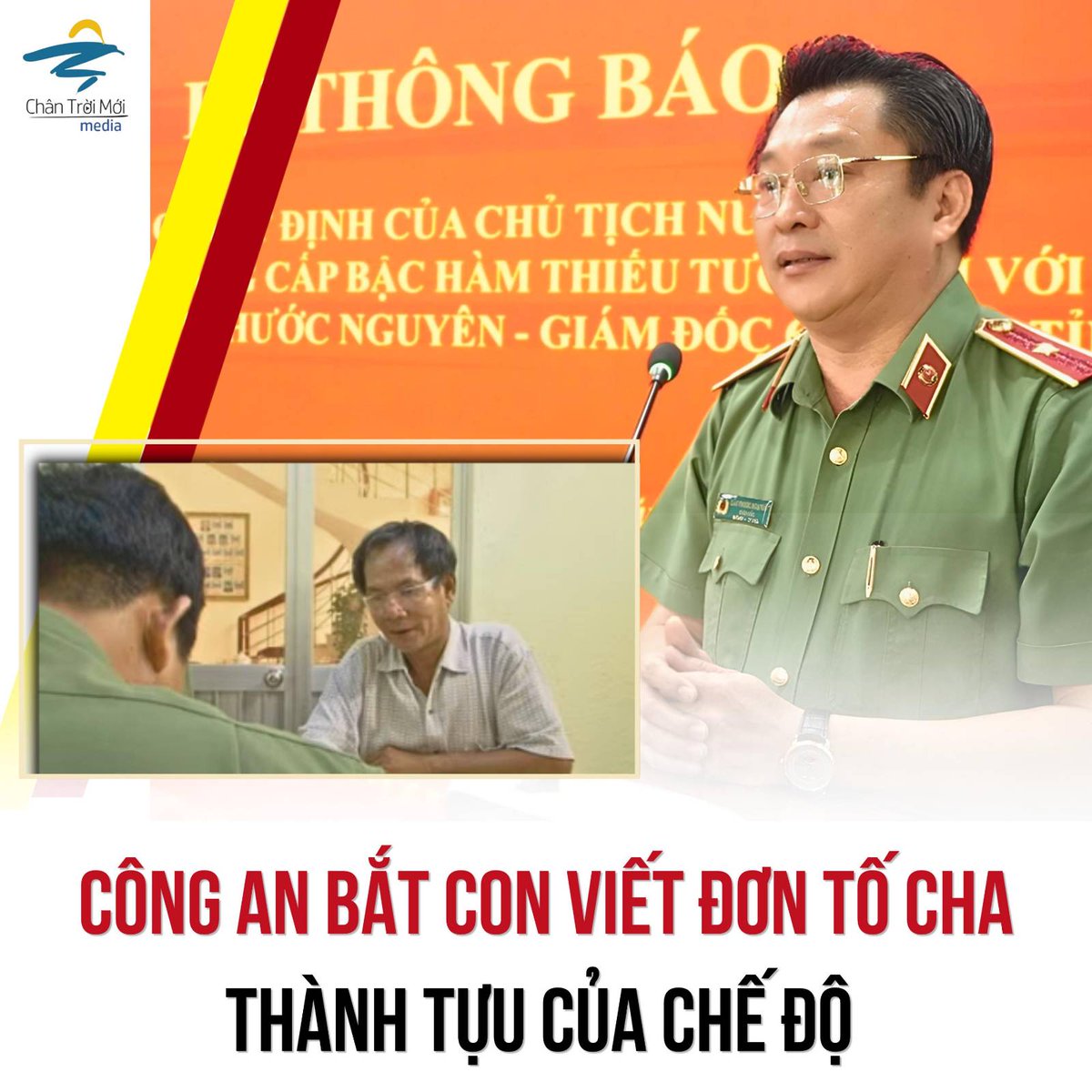 chantmmedia's tweet photo. CẢI CÁCH RUỘNG ĐẤT THỜI KỶ NGUYÊN TÔ LÂM: CÔNG AN BẮT CON VIẾT ĐƠN TỐ CHA LÀ THÀNH TỰU CỦA CHẾ ĐỘ

Mở mắt ra năm 2026, người ta bảo đang sống trong kỷ nguyên mới. Vậy mà chỉ cần là vợ con của một cựu tù nhân lương tâm, công an đã có thể xông vào nhà, lấy cớ khai báo tạm trú, kéo cả gia đình đi, giữ hai ngày, rồi bắt một đứa trẻ viết đơn tố cáo bố mình là phản động.

Tù nhân lương tâm Huỳnh Trương Ca vừa ra tù chưa kịp ấm chỗ, vợ và ba con đã bị đưa lên phường. Không bắt vì tội gì rõ ràng, không có lệnh gì đàng hoàng, chỉ vì họ là người nhà của phản động. Rồi một đứa trẻ bị ép viết giấy tố cha. Về nhà, nó nhắn tin xin lỗi bố: “Con phải làm vậy vì bị ép quá căng thẳng”.  

Đọc đến đây, người ta không biết nên cười hay nên nôn. Cười vì sự thấp kém đến mức ấu trĩ của những người nắm giữ quyền lực. Họ tưởng chỉ cần bắt một đứa trẻ viết hai chữ phản động là đã chiến thắng tư tưởng. Họ không biết rằng chính hành động ấy đã viết lên bản án phản động cho chính họ.  

Nôn vì sự bất lực. Vì biết rằng đây không phải chuyện của một phường, một đội công an quá nhiệt tình. Đây là hệ thống. Hệ thống vẫn giữ nguyên cái logic man rợ của cải cách ruộng đất khi chia rẽ gia đình, biến con thành công cụ, biến vợ thành vật chứng, biến tình máu mủ thành tội trạng.  

Nghĩa của từ phản động là gì? Xin trả lời thẳng: phản động là hành động kéo xã hội lùi về thời man rợ. Là xông vào nhà dân không có lý do chính đáng. Là giữ trẻ em nhiều giờ để ép chúng tố cáo bố mẹ. Là dùng quyền lực để bắt nạt những người không có quyền lực.

Các vị chính là phản động. Không phải ông Ca. Không phải vợ con ông. Mà chính các vị những người đang lặp lại trò đấu tố thối nát của thế kỷ trước, đang kéo năm 2026 trở lại năm 1956 bằng chính bàn tay và cái đầu trống rỗng của mình.  

Học làm người tử tế đi. Khó thật. Vì bản năng man rợ thì có sẵn, còn phần người thì phải học, phải suy nghĩ, phải dám xấu hổ. Còn không, thì cứ tiếp tục. Cứ bắt con tố cha. Cứ bắt vợ tố chồng. Cứ tự hào về kỷ nguyên mới của mình. Chỉ có điều, con cháu các vị sau này sẽ không bao giờ dám tự hào về các vị.

#caicachruongdat #kynguyen #contocha #phandong #chantroimoi