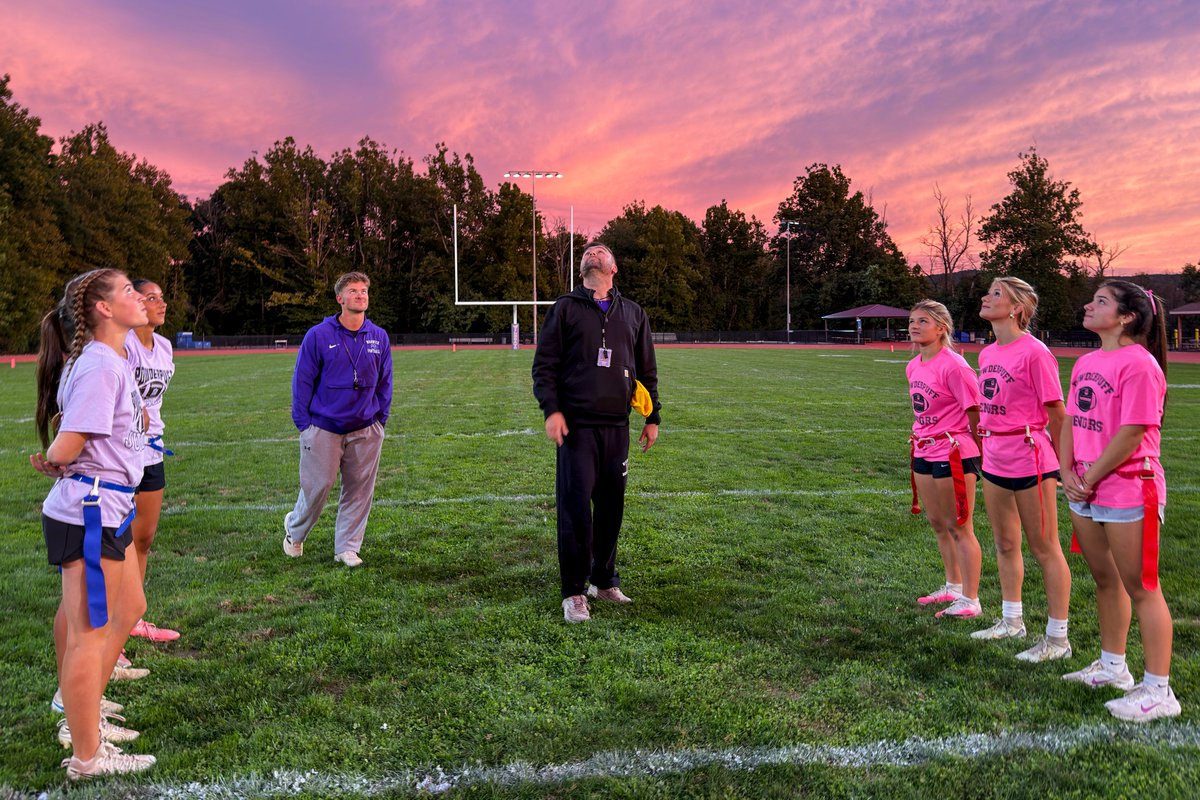 wvcsd's tweet photo. Congratulations to the seniors for winning an exciting Homecoming Powderpuff football game 38-30 on Friday evening at C. Ashley Morgan Field.  The sky was spectacular. Go Wildcats! https://t.co/Yua74nECO6