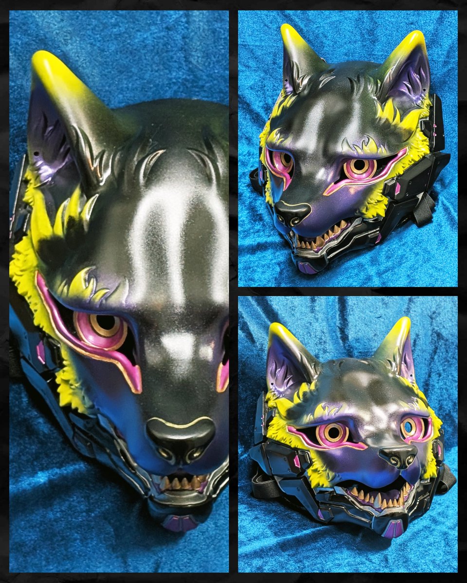 SATIKOUBOU's tweet photo. 琉金さんのカラーオーダー面はこちら！黒紫ベースに黄色とマゼンタが映える仕上がりになりました！素敵なカラーオーダーありがとうございました！！✨✨ https://t.co/dtl0UzbNSJ