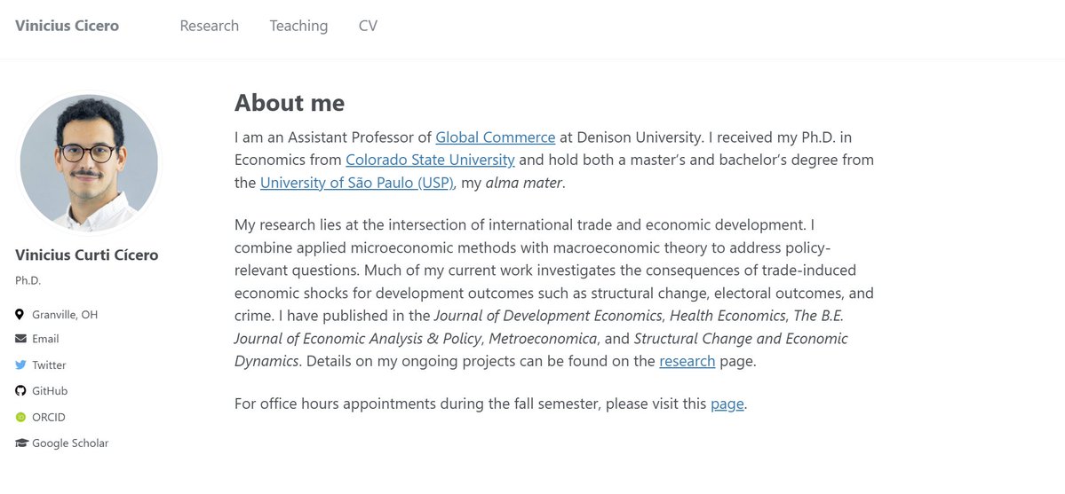 leightjessica's tweet photo. Today's cool young researcher #econtwitter #econsky is @viniciusccicero @DenisonU, previously @ColoradoStateU, who works on topics related to trade + development, particularly in Brazil https://t.co/2Uqe6ZF6lL