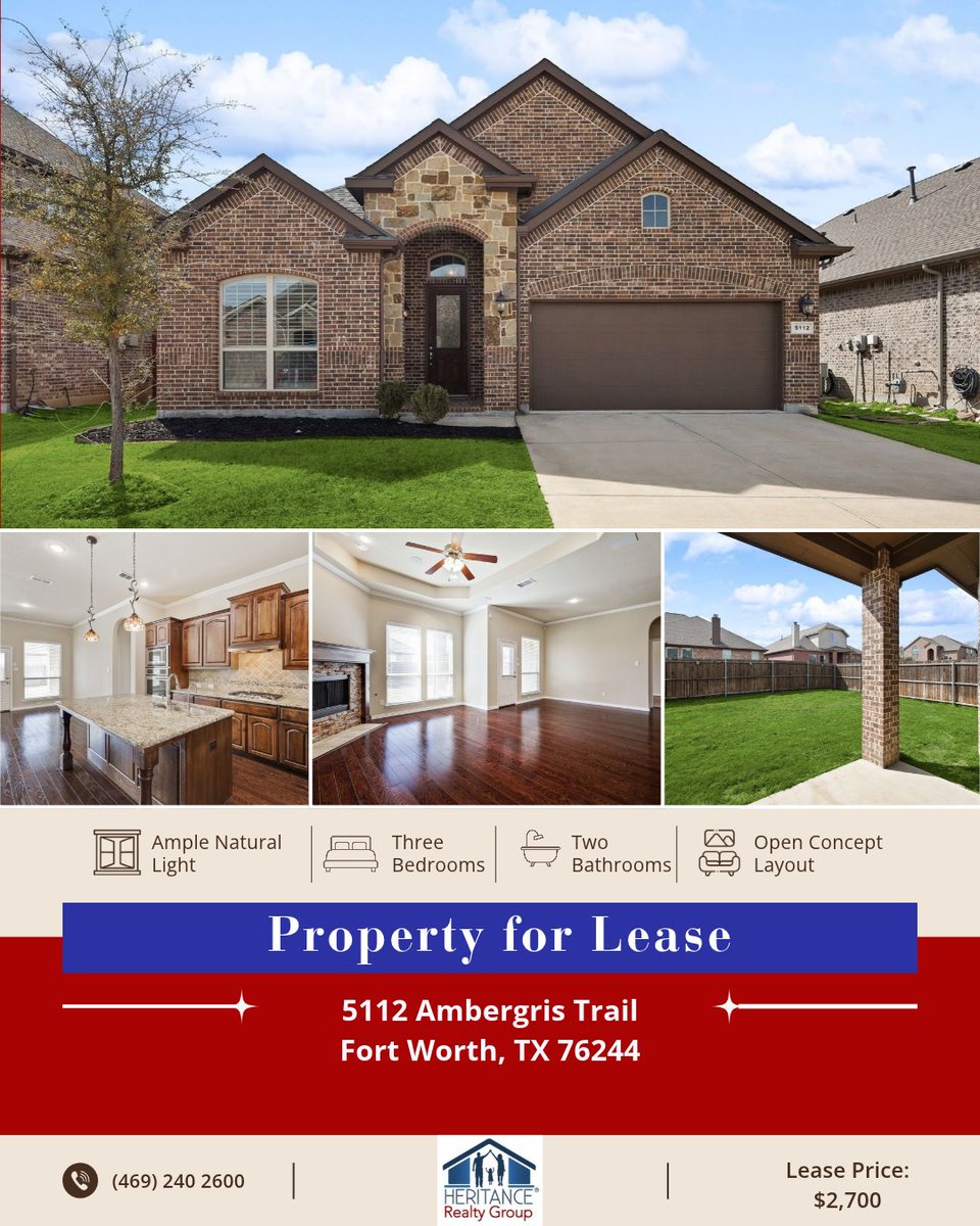 HeritanceTeam's tweet photo. 5112 Ambergris Trail Fort Worth, TX 

This home features luxury flooring, a stunning kitchen, updated bathrooms, and a versatile front room for a home office or hobby space. Outside, you'll find lush landscaping and easy access to local amenities.

https://t.co/5NA50VmA6E https://t.co/nPkdVcxVMe