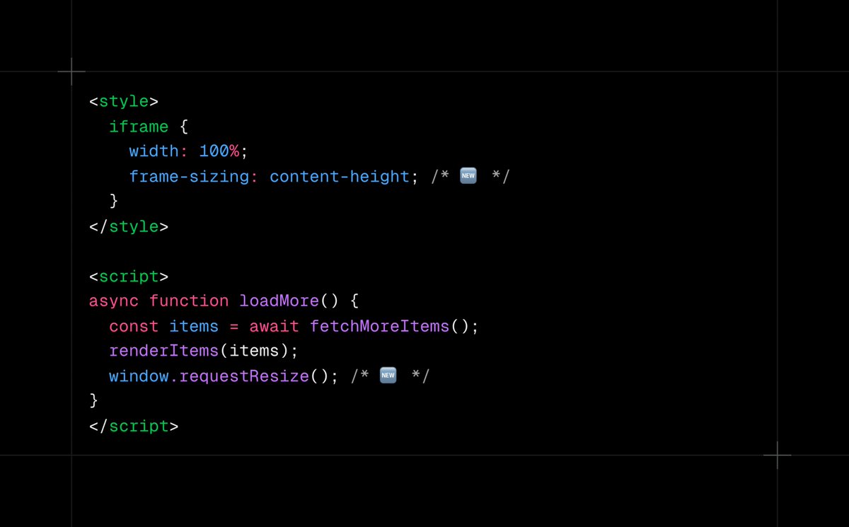 midudev's tweet photo. ¡Histórico! En 2026 se arregla POR FIN uno de los los mayores problemas de los <iframe> en HTML.

Hacer iframe responsive sin hacks raros:
✓ En CSS: frame-sizing: content-height
✓ Si el contenido cambia: window.requestResize()

¡Por ahora sólo Chrome 154! https://t.co/eGrHauANCZ