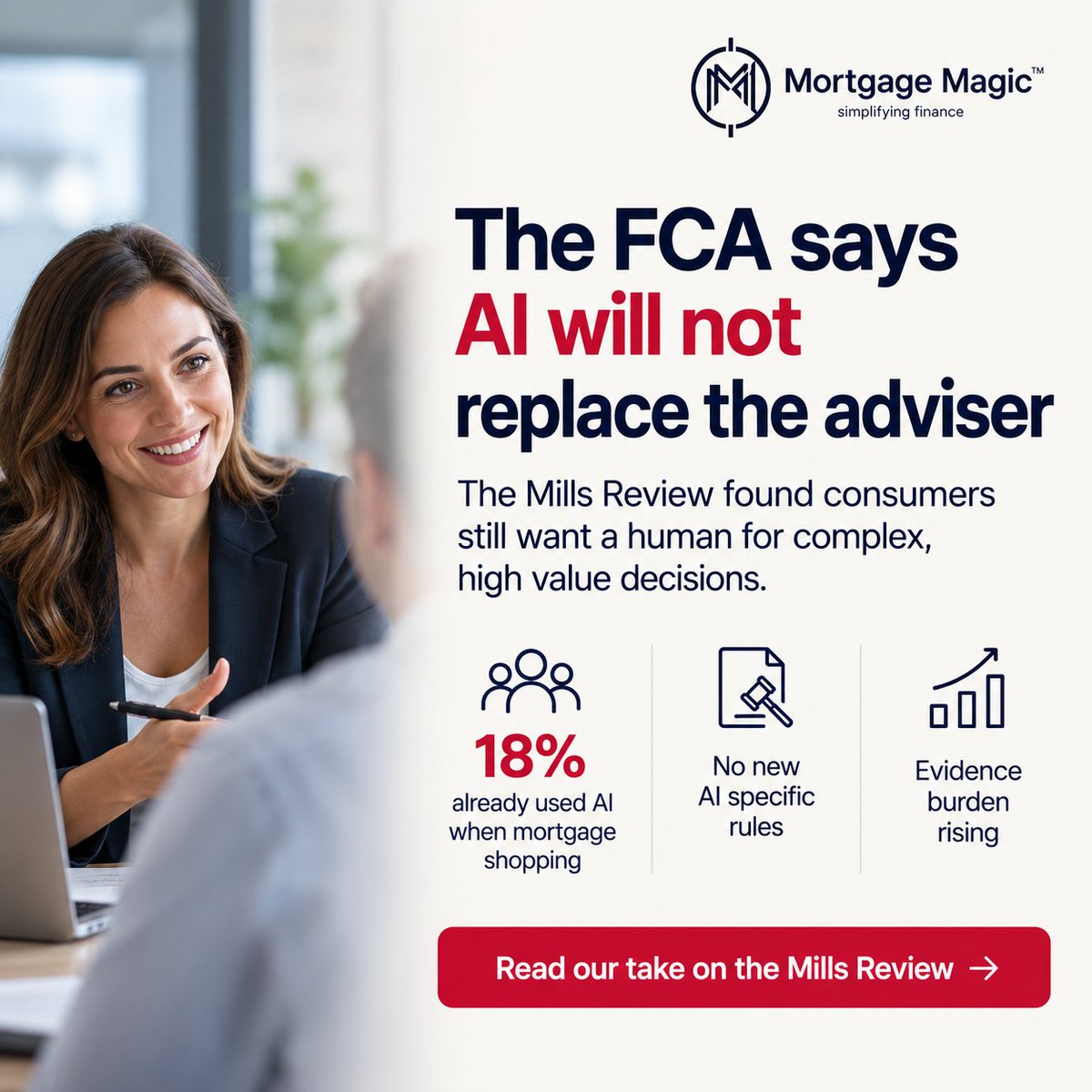 mortgage__magic's tweet photo. FCA's Mills Review found 18% of people who shopped for a mortgage in the last year had already used AI in the process. No new AI specific rules proposed, just a higher bar for evidencing good outcomes as AI takes on more of the decision.
#FCACompliance #MillsReview https://t.co/0iOH7027d8