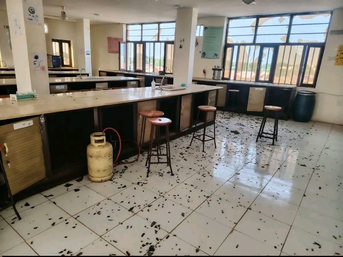 Adam_mooha's tweet photo. A dawn drone strike by the RSF militia inflicted severe structural damage on Sheikan College buildings, marking a deliberate attack on civilian educational infrastructure in #Sudan. https://t.co/UDksjmpGCG
