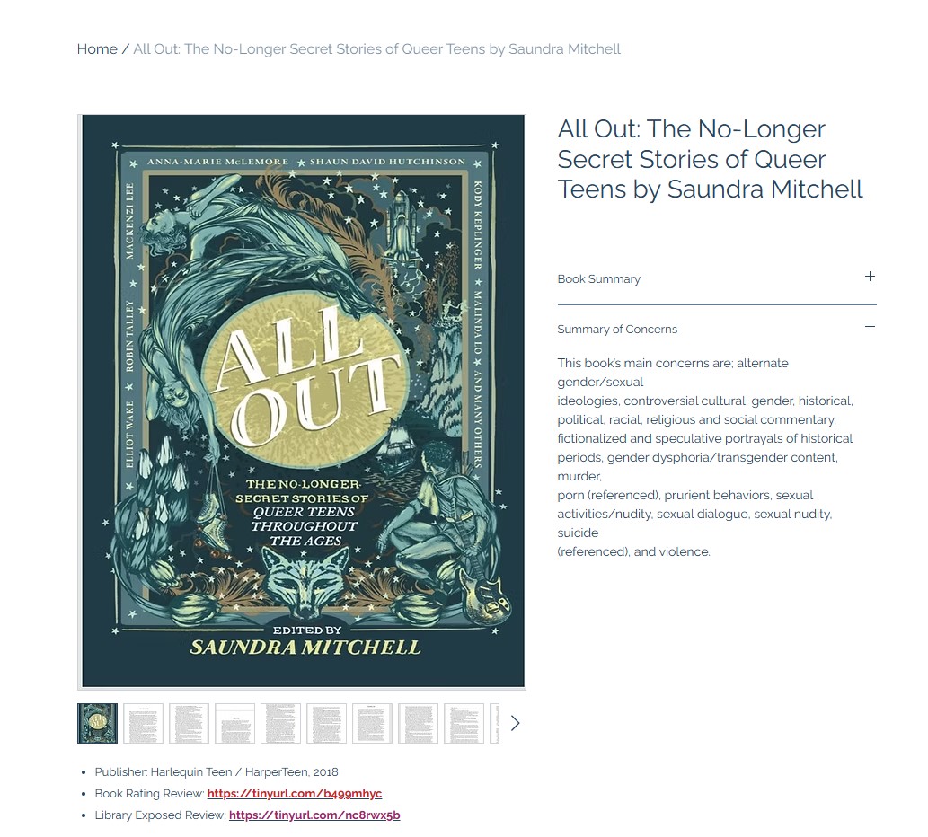 marylibrarymi's tweet photo. All Out: The No-Longer-Secret Stories of Queer Teens Throughout the Ages edited by Saundra Mitchell
Found in Michigan middle school libraries and possibly the classrooms.
Rated 3/5 (Youth Restricted)
Book Rating Review: https://t.co/TN1P7yl2oa
@OccupyLibraries @DaveBondyTV @protect_txchild