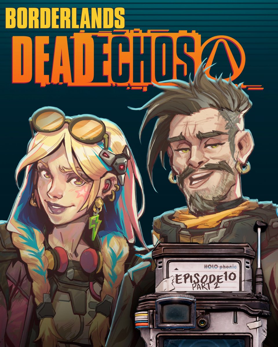 GearboxOfficial's tweet photo. The final episode of @Borderlands DeadECHOs is out now! 
Strap in and sit down for the big finale of Junie and Watt's big adventure!

🎧 Listen on YouTube: https://t.co/m4YwHLGU0r https://t.co/5T4JQmUpGu