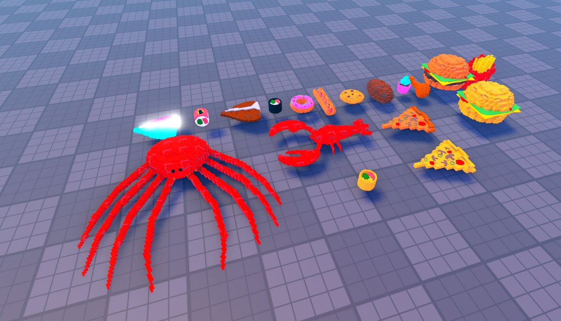 cryptical_noise's tweet photo. Tried something new today! 🍔🍕

Cooked up a full feast - from seafood to sweet treats. Which one are you diving into first? 🦞

#Roblox #RobloxDev #3dartist #RobloxAssets https://t.co/khrCQK1RGI