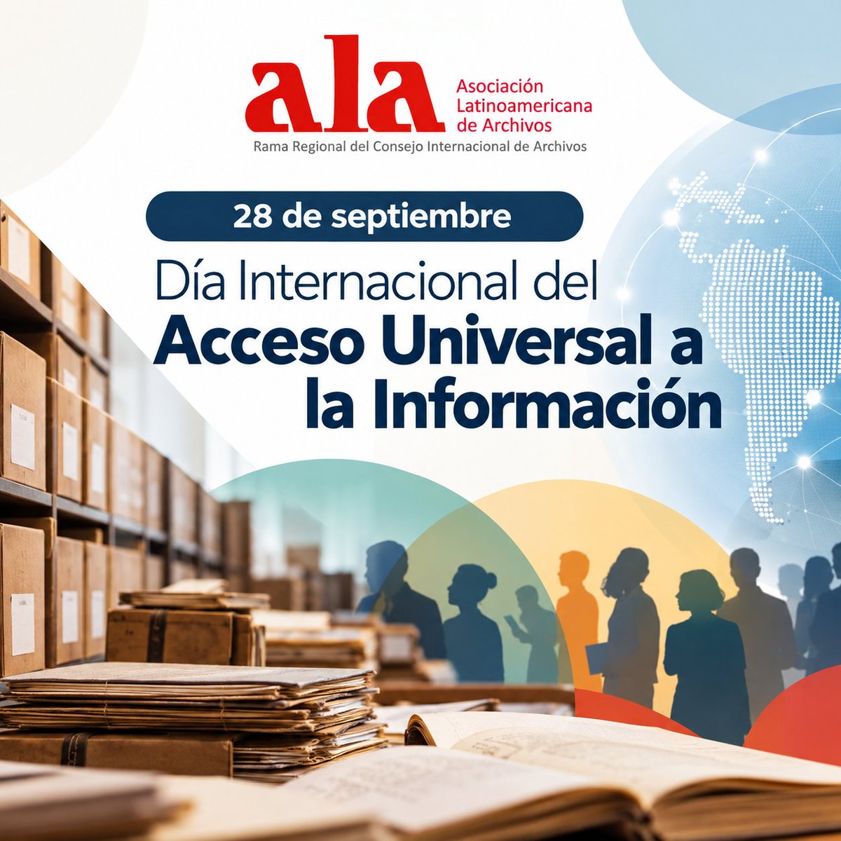 ALAArchivos's tweet photo. 📂🌎 Hoy, 28 de septiembre, conmemoramos el Día Internacional del Acceso Universal a la Información. Desde la ALA reafirmamos que archivos organizados, preservados y accesibles son esenciales para garantizar el derecho a saber. #HablemosDeArchivos #ALA https://t.co/AR3iF0VLBE