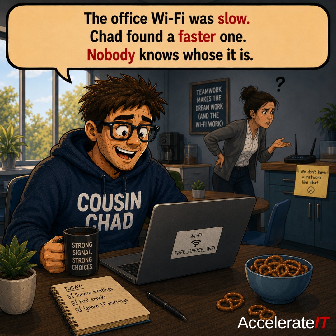 ASKBIS's tweet photo. An available network isn’t automatically a safe network.

Full bars are not a cybersecurity strategy, Chad.

☎️ (251) 405-2555
🖱️ https://t.co/6ZIWfJv3yJ 
🤝Book your discovery meeting
https://t.co/xnLYmvfFWP

#WeGetITDone #AskBISLife #Cybersecurity #Technology #ITSupport https://t.co/6044TFZIBC