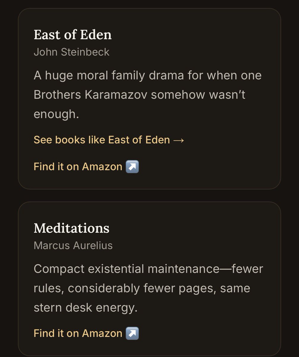 iamdusnorfking's tweet photo. i tried this. surprisingly, 2 of the 3 books recommended are currently in my amazon cart. impressed¡👀 https://t.co/WE7FH5s0vr