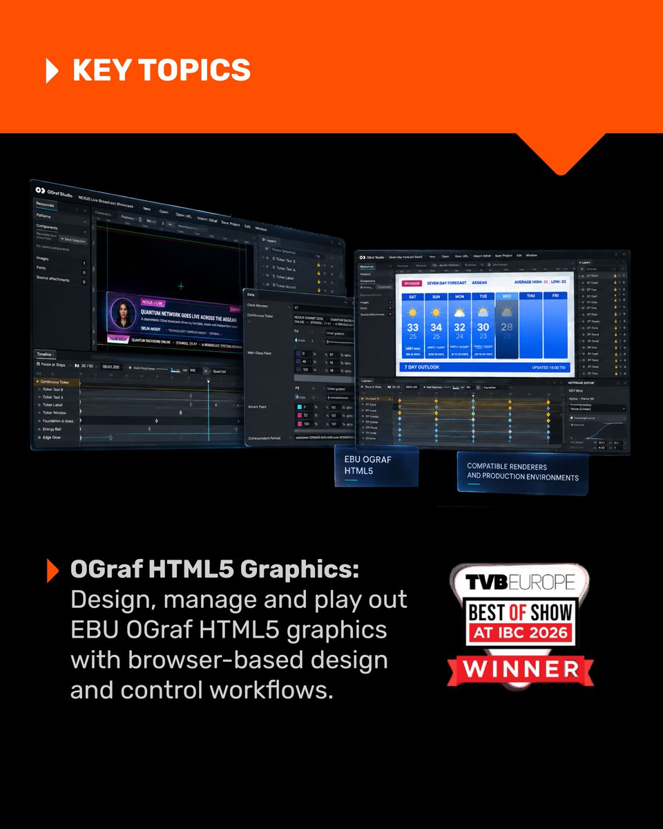 0Density's tweet photo. See HTML5 graphics for video walls and Lino template-based broadcast graphics with Faraz Qayyum at #CABSAT2026.

Explore OGraf Studio and custom video wall resolutions at @infiledcom's Booth H1-D30.

Schedule your meeting: https://t.co/nF2396HRIo https://t.co/PnquDpGXYL