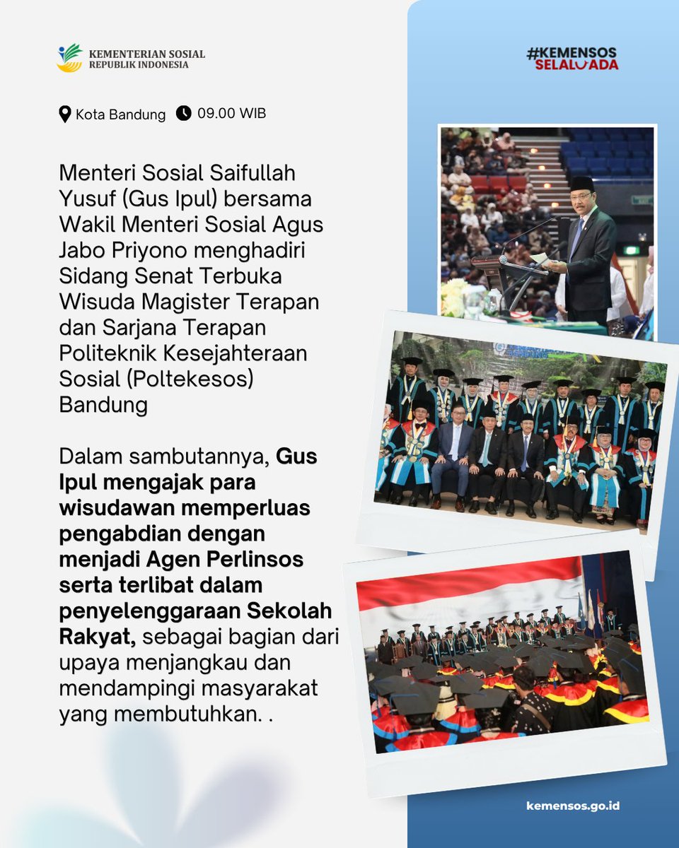 KemensosRI's tweet photo. Penguatan lulusan pekerja sosial dan pembenahan sistem berjalan beriringan, dari ajakan mengabdi hingga pembahasan jaminan kesehatan dan transformasi data.

Ada apa di #SelaluAdaKabarBaik edisi 28 September? Baca selengkapnya di grafis berikut. https://t.co/BjpRyQZrjO