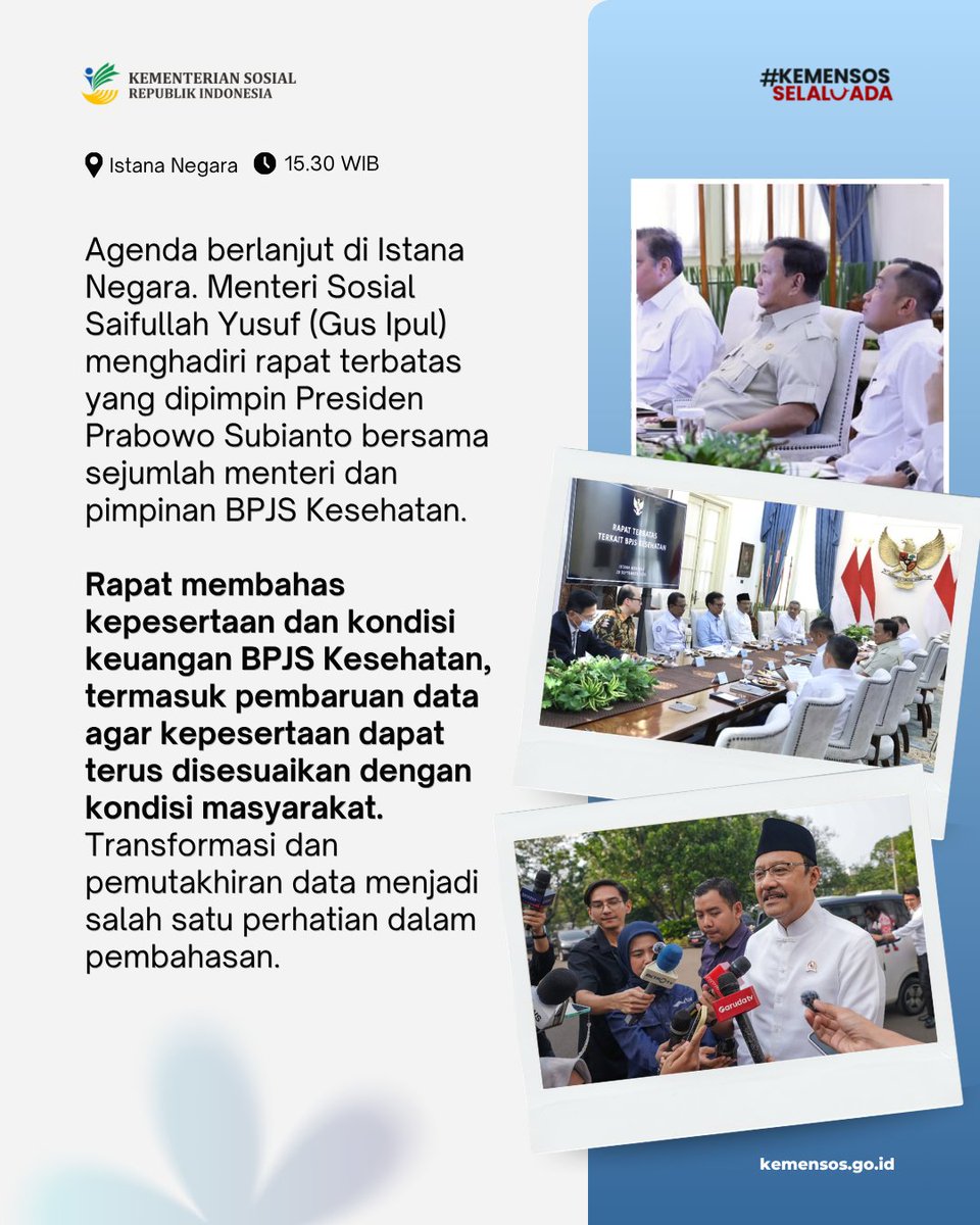 KemensosRI's tweet photo. Penguatan lulusan pekerja sosial dan pembenahan sistem berjalan beriringan, dari ajakan mengabdi hingga pembahasan jaminan kesehatan dan transformasi data.

Ada apa di #SelaluAdaKabarBaik edisi 28 September? Baca selengkapnya di grafis berikut. https://t.co/BjpRyQZrjO