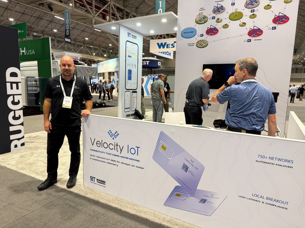 velocityiot's tweet photo. The Velocity IoT team is at WEFTEC 2026, at the Rugged Telemetry booth (#1115) in New Orleans!
Stop by to see Rugged Telemetry's remote monitoring and control solutions in person, and talk with us about keeping your remote sites connected.
#WEFTEC2026 #WaterSCADA #eSIM https://t.co/aKTxKqYZYa