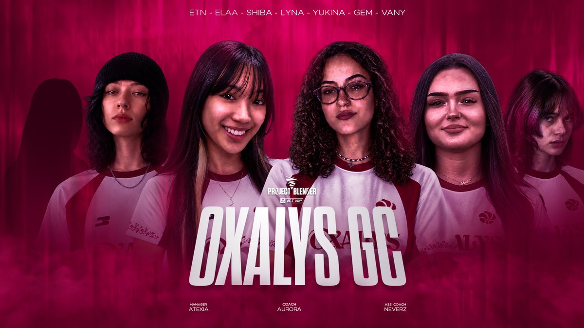 OxalysBunch's tweet photo. Meet our GC mix for @ProjectBlender_ 
Locked in. Ready to take it all. 🌺

🇨🇭✦ @ela_mnn 
🇹🇳✦ @_lynaval 
🇨🇭✦ @yukinavlr
🇬🇧✦ @shibathecorgi 
🇫🇷 ✦ @vanityblue 

🇫🇮 ✦ @etnval 
🇫🇷 ✦ @gemleph 

🇫🇷 ✦ @_atexia_ (manager)
🇸🇬 ✦ @auroracasts (coach)
🇫🇷 ✦ @neveerz (assis. coach) https://t.co/HT8fcH582m