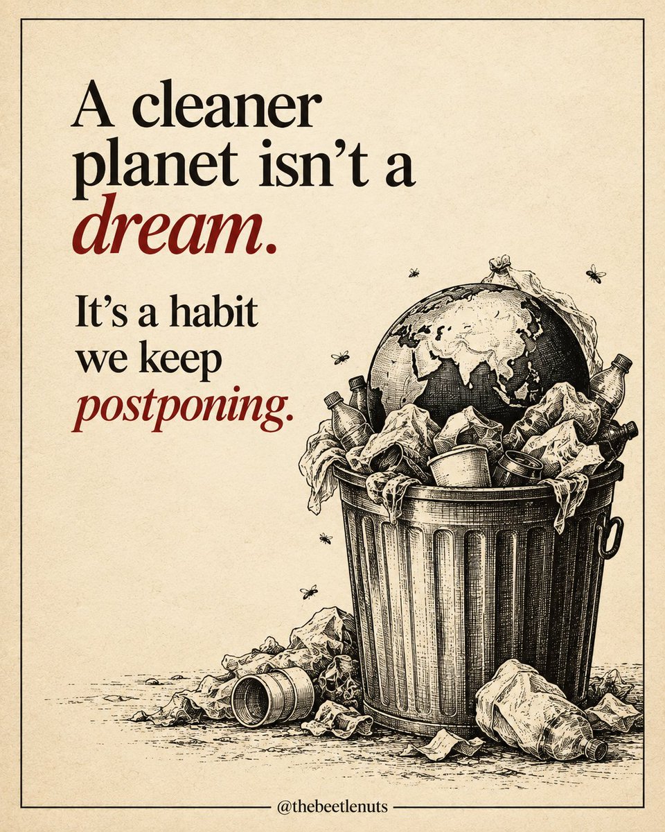 thebeetlenuts's tweet photo. A cleaner planet doesn’t need another promise. It needs better habits. 🌍

What we use, waste &amp; ignore adds up. #sustainability starts with everyday choices. Use less. Waste less. Choose better.

There is no Planet B. #climateaction #environment #plasticpollution #planetearth https://t.co/3K2Q0kPoH8