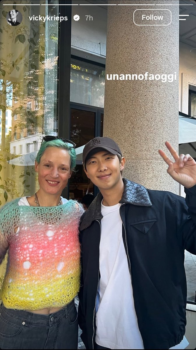 RMMoonchild101's tweet photo. Vicky Krieps (Luxembourgish-German actress) shared on her IG story a photo with #RM from a year ago. https://t.co/c40TqRDfRm