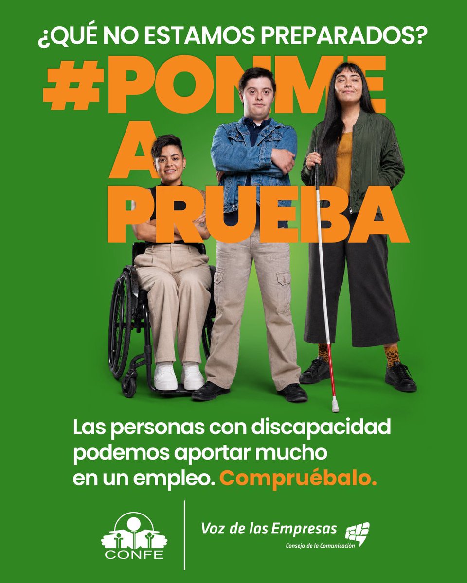 VozDLasEmpresas's tweet photo. ¿Por qué no sumar este talento a tu equipo? 💼✨
Las personas con discapacidad estamos listas para aportar compromiso, capacidad y resultados a tu organización. Rompamos barreras juntos.
Conoce más en 👉 https://t.co/2CJUq1FrLu
#PonmeAPrueba #EmpresasTrabajandoXTi #CONFE https://t.co/k50Enfalvn