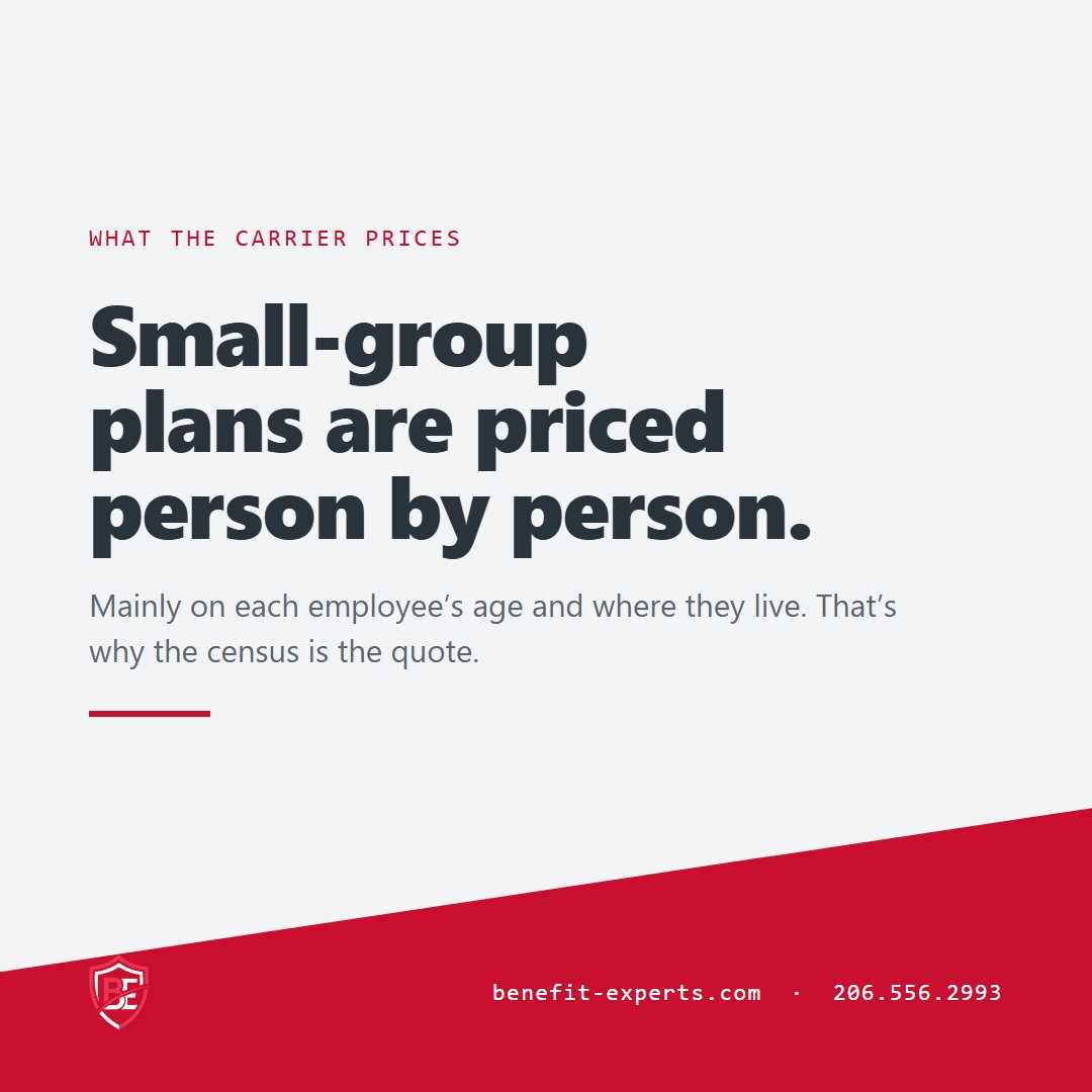BenefitExperts1's tweet photo. The census is the quote. Small-group plans are priced person by person — mainly on age and ZIP. Get it right, get a real number. Encrypted-in-browser census tool: https://t.co/KltPvBs9HI #benefitexperts https://t.co/WBzA4i1CZl