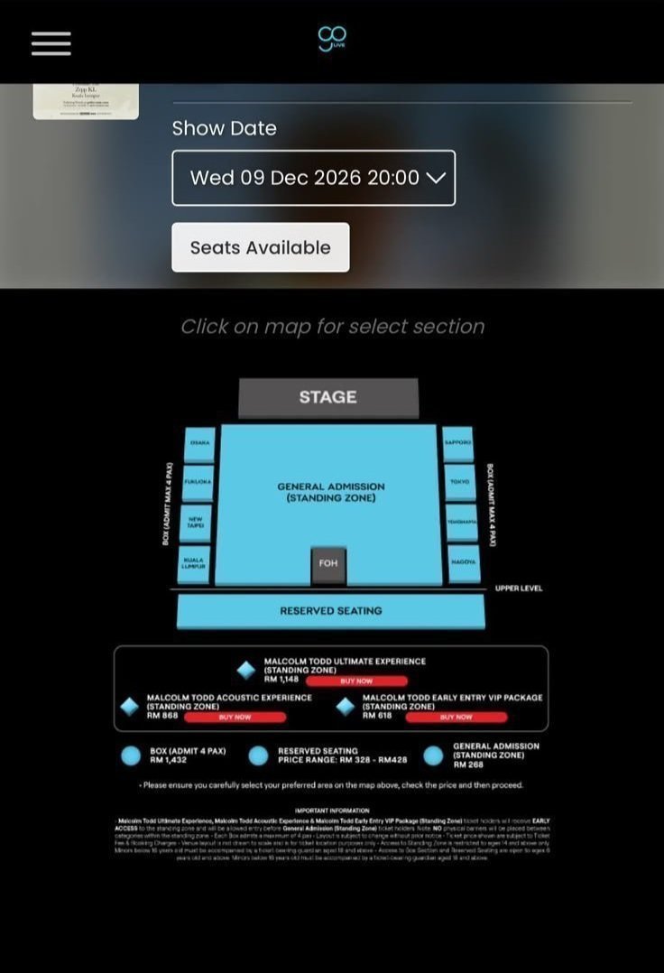 jasmin_ppqq's tweet photo. Letting go my Malcolm Todd Ticket
Do That Again Tour Asia 2026 in Kl

🎫
3xStanding Zone:300MYR
2xAcoustic Experience:1000MYR

📅 9-10 Dec 2026

Serious buyers only. DM if 
#ZeppKL
#malcomtoddinkualalumpur
#MalcolmTodd #MalcolmToddinKL #KLHeadlineSeason #LiveNationMY https://t.co/YuIiGmrxY8