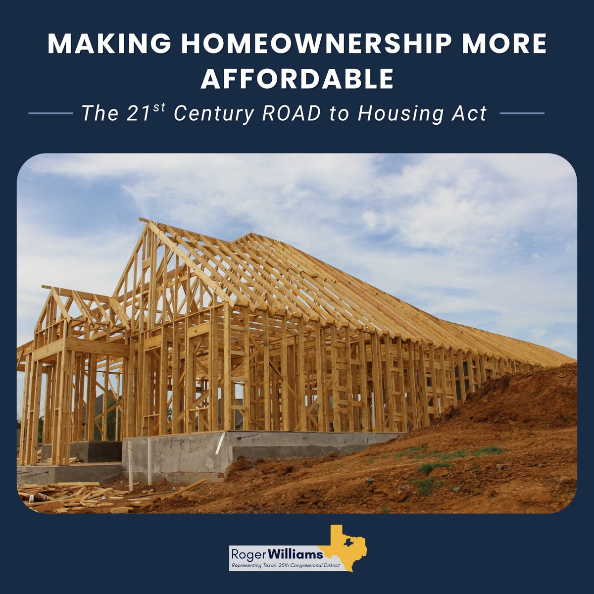 RepRWilliams's tweet photo. On July 11, 2026 the 21st Century ROAD to Housing Act became law, marking the most significant bipartisan housing legislation in decades. 

As a member of @FinancialCmte, I was proud to help advance this legislation, which tackles one of the biggest challenges facing American families: the rising cost of housing.