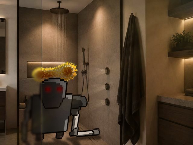 EVILROBOTDOCTOR's tweet photo. 'JOKES ON YOU, I SHOWERED WITH ANTHRAX THIS MORNING! 

SAY BYE TO YOUR FLESH! A SHAME, IT WAS NICE FLESH TOO.' https://t.co/D0ov84a1VR
