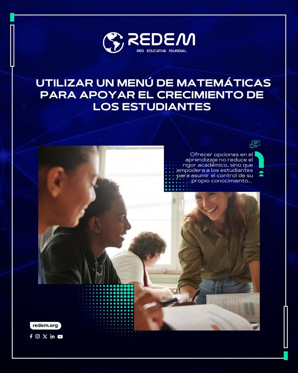 REDEM's tweet photo. El uso de menús de matemáticas permite personalizar el aprendizaje al ofrecer a los estudiantes opciones estructuradas para explorar conceptos a su propio ritmo
Conoce más aquí:👇
https://t.co/58mK51Rhni
#InnovaciónPedagógica #REDEM #EstrategiasDeEnseñanza #MatemáticasDivertidas https://t.co/ogcwSIQUUj