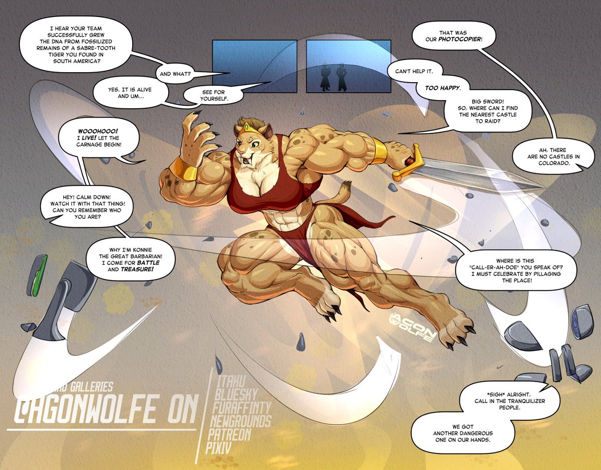 AgonWolfe's tweet photo. The worst part of reviving a barbarian? they come with the destructive nature by default

Kronnie may need to be taught a few things before she can walk free again.

Cellshaded Comm for Sylentwulfie https://t.co/A4pEAY7sHU